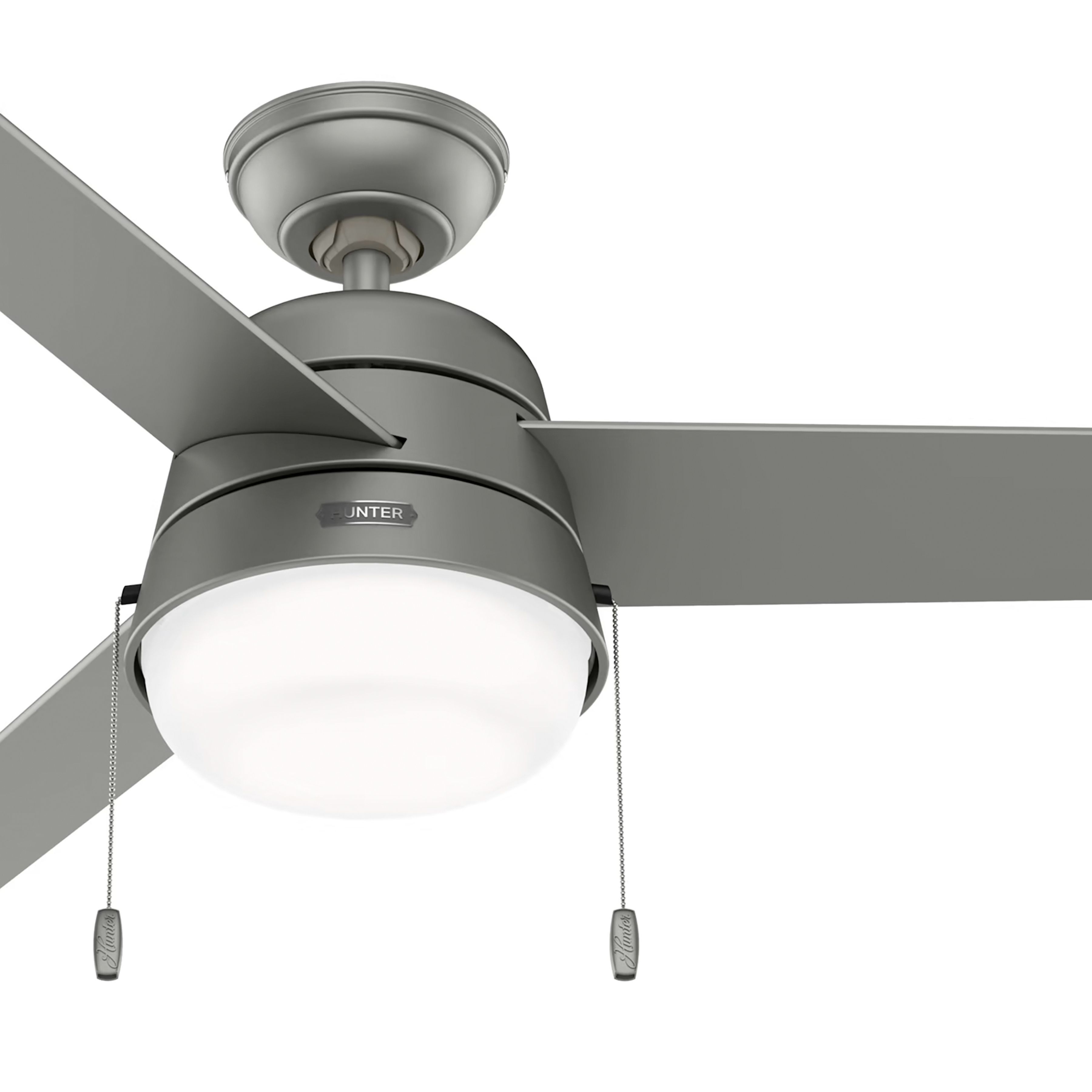 Hunter Fan 52 inch Contemporary Matte Silver Outdoor Ceiling Fan with LED Light Kit and Pull Chain (Certified Refurbished)