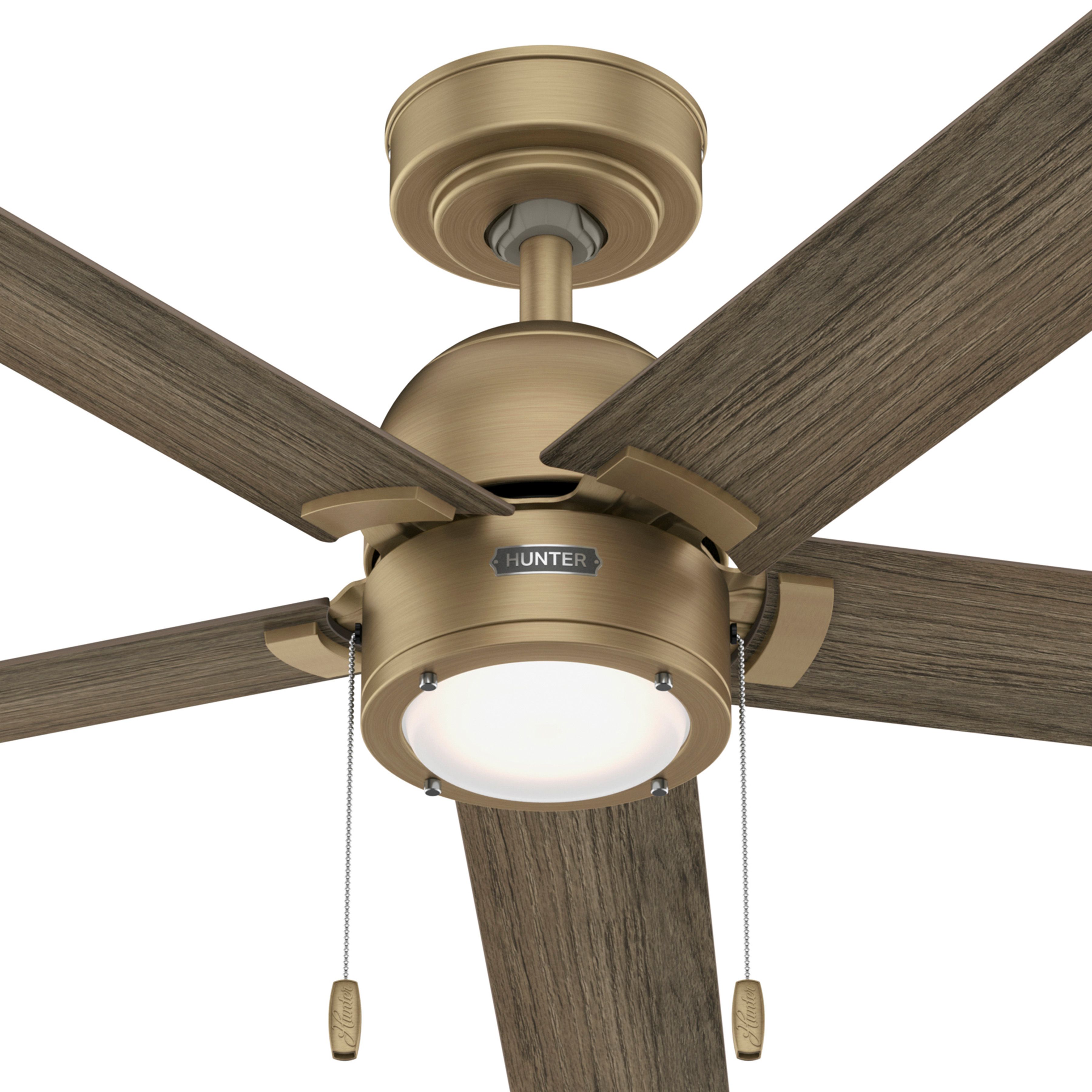 Hunter Fan 52 inch Luxe Gold Indoor Ceiling Fan with LED Light Kit and Pull Chain  for Bedroom, Living Room/Family Room, Office, Basement, Kitchen, Dining Room (Certified Refurbished)