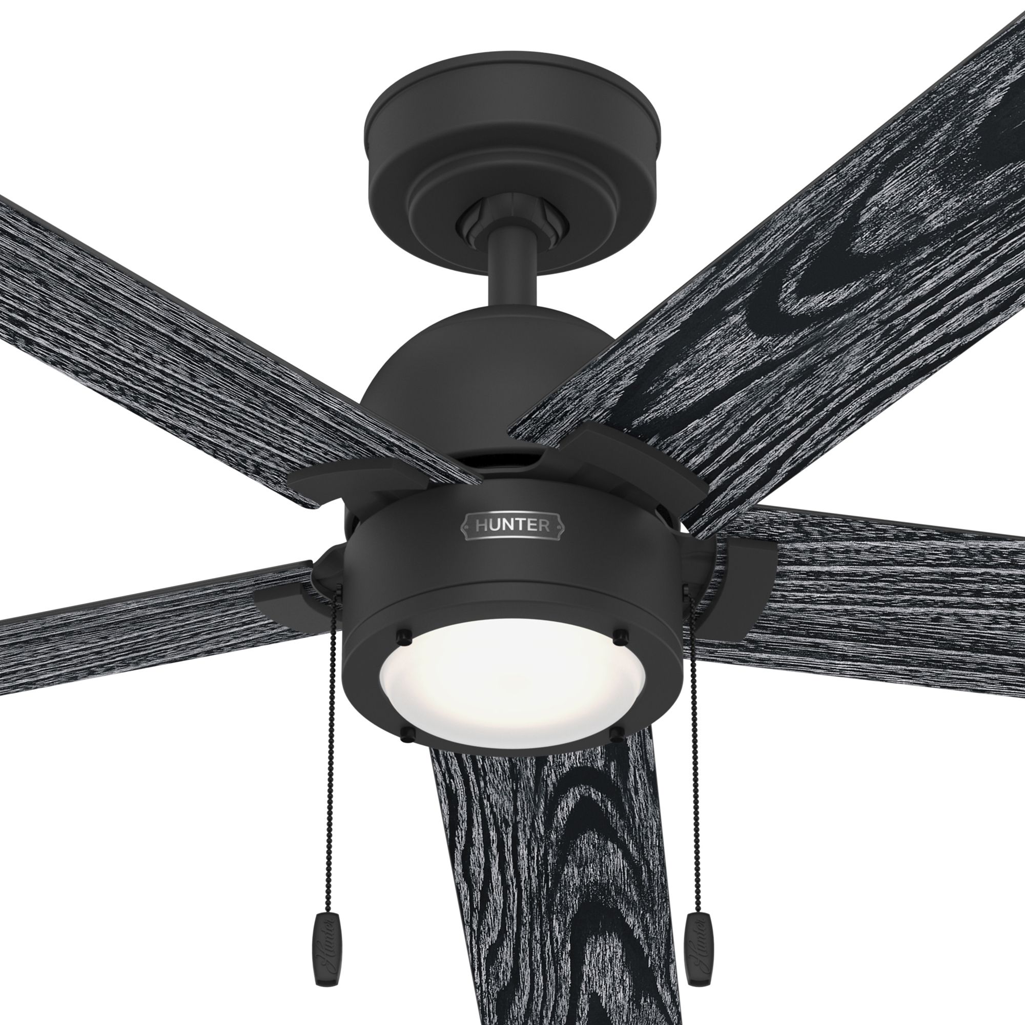 Hunter Fan 52 inch Casual Matte Black Ceiling Fan with Pull Chain and Light (Certified Refurbished)
