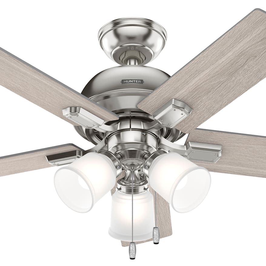 Hunter Fan 44 inch Traditional Brushed Nickel Indoor Ceiling Fan with LED Light Kit and Pull Chain (Certified Refurbished)