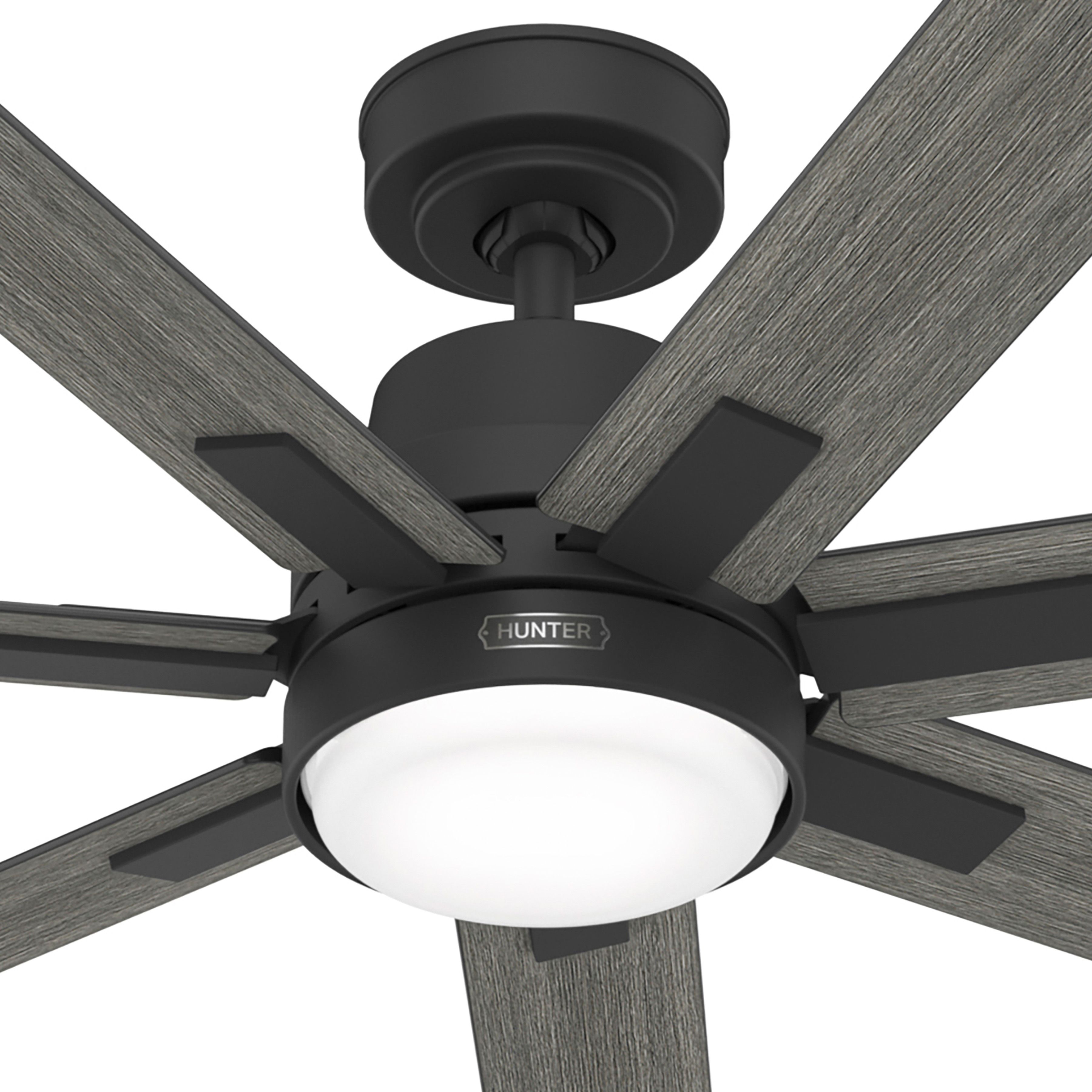 Hunter Fan 60 Inch Matte Black Ceiling Fan with LED Light and Remote Control, Modern Indoor Ceiling Fan for Living Room, Bedroom, Farmhouse, Kitchen (Certified Refurbished)