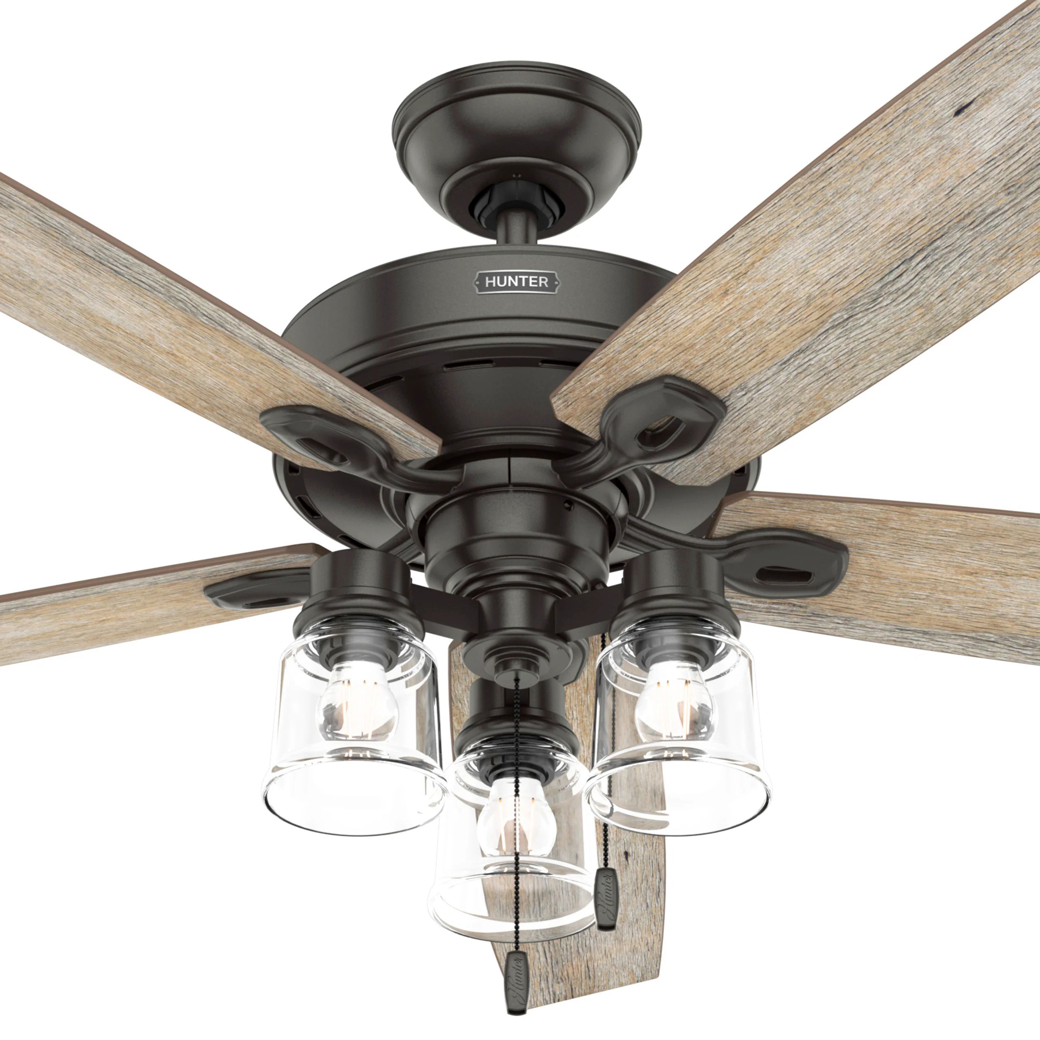 Hunter Fan 60 inch Indoor Ceiling Fan with Lights and Pull Chain for Bedroom, Living Room/Family Room, Dining Room, Kitchen, Office (Certified Refurbished)