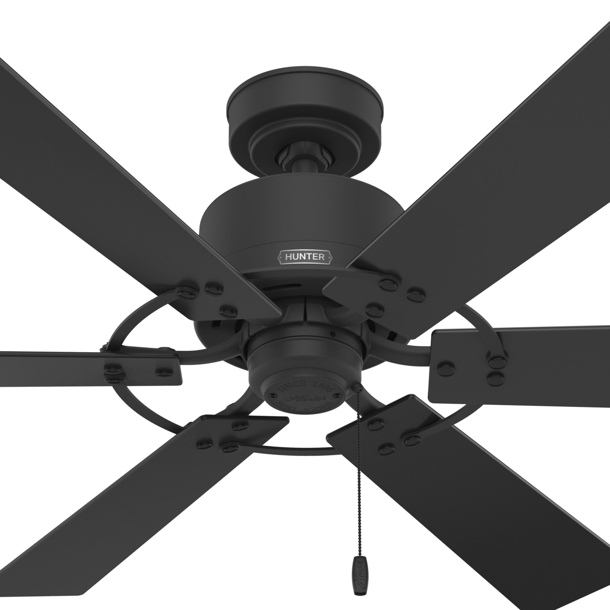 Hunter Fan 52 inch Indoor Casual Matte Black Ceiling Fan with Pull Chain and 6 Blades (Certified Refurbished)