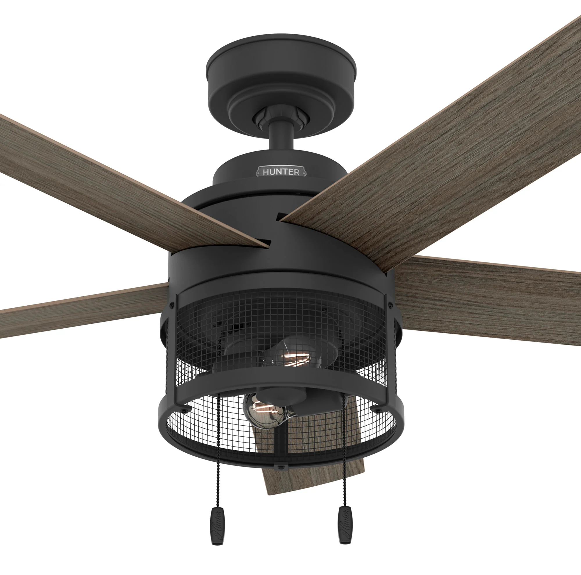 Hunter Fan 52 inch Matte Black Casual Indoor Ceiling Fan with Pull Chain and LED Light Kit (Certified Refurbished)