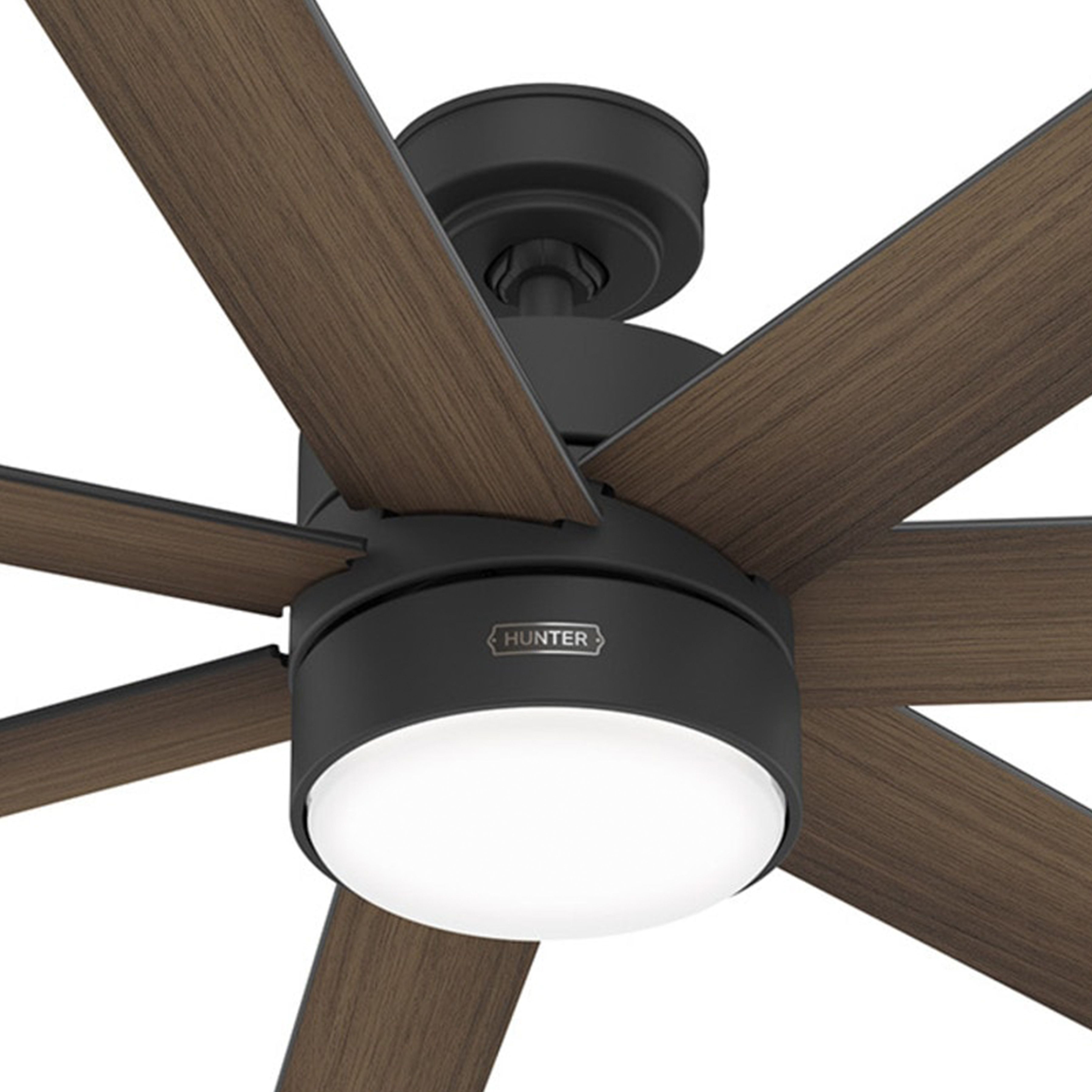 Hunter Fan 60 Inch Matte Black Indoor / Outdoor Ceiling Fan with LED Light Kit and Remote Control for Living room, Bedroom, Basement, Kitchen, office (Certified Refurbished)