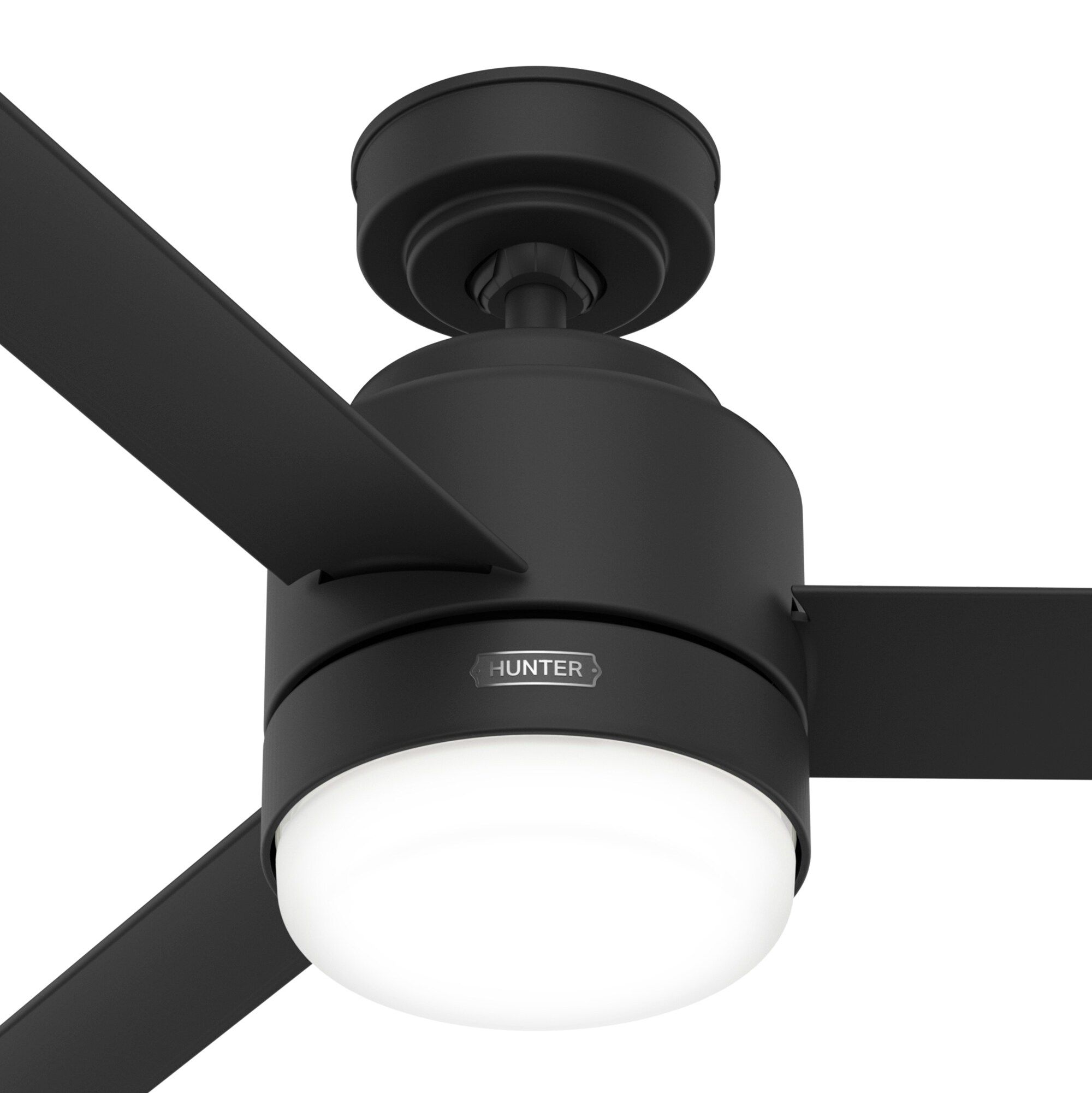 Hunter Fan 44 inch Casual Matte Black Outdoor Ceiling Fan with LED Light Kit and Remote Control (Certified Refurbished)