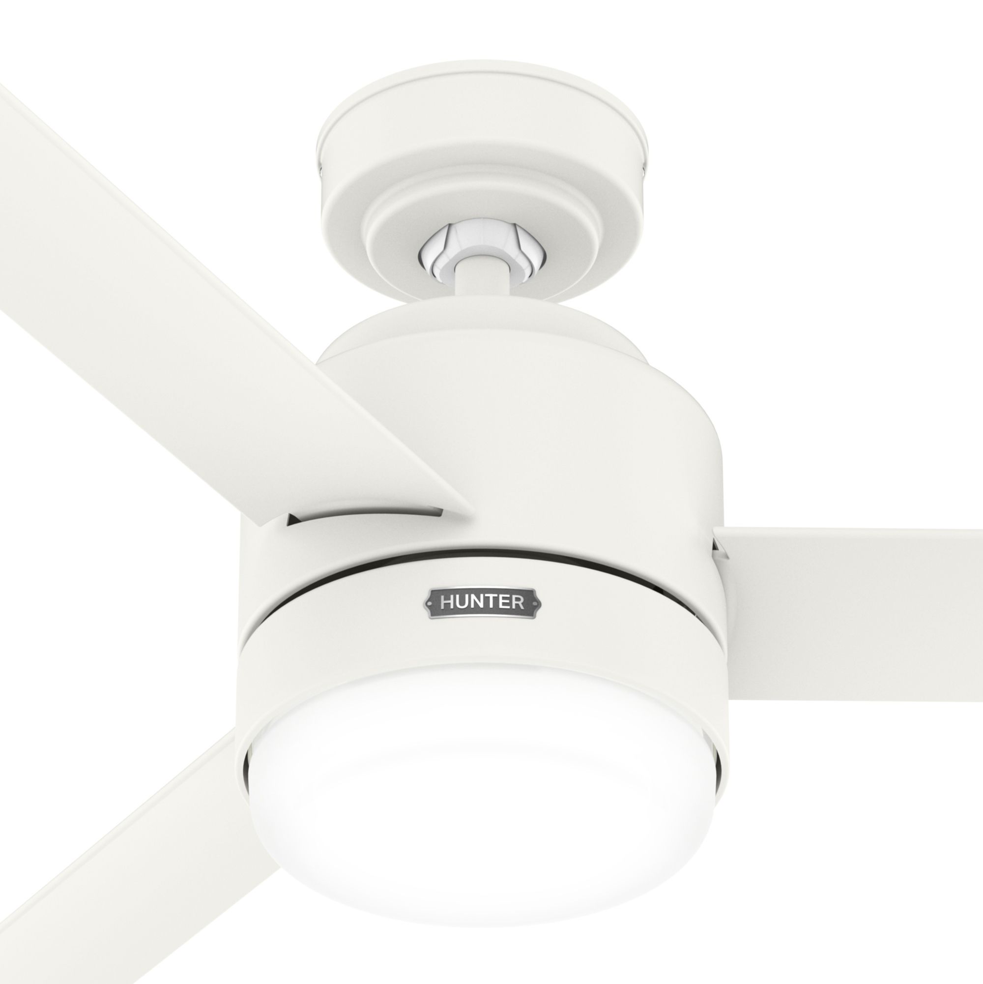 Hunter Fan 44 inch Casual Matte White Outdoor Ceiling Fan with LED Light Kit and Remote Control (Certified Refurbished)