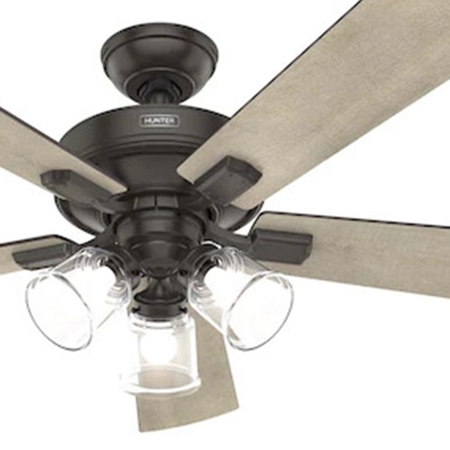 Hunter Fan 52 inch Indoor Traditional Noble Bronze Ceiling Fan w LED Light Kit and Remote Control (Certified Refurbished)