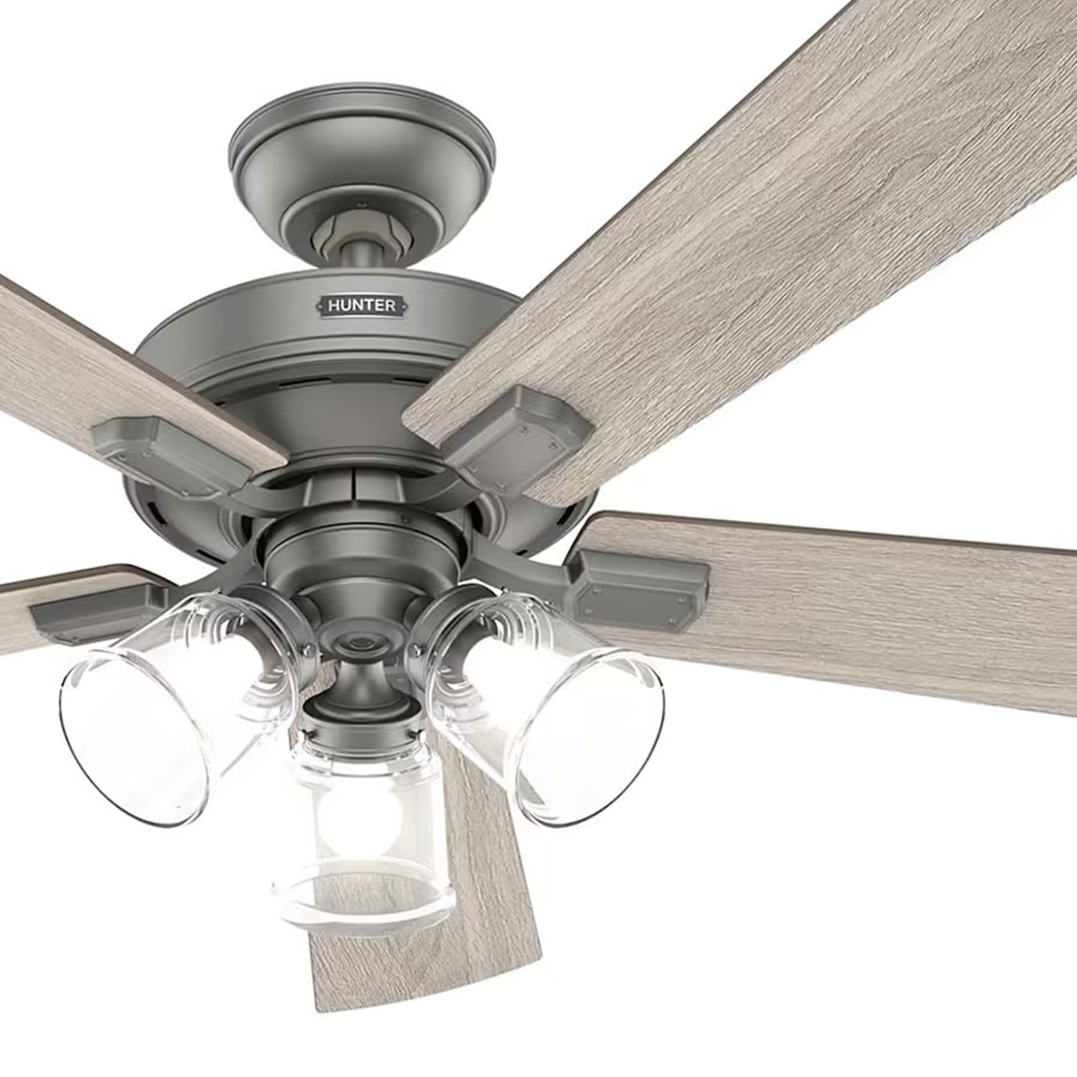 Hunter Fan 52 inch Indoor Casual Matte Silver Ceiling Fan with LED Light Kit and Remote Control (Certified Refurbished)