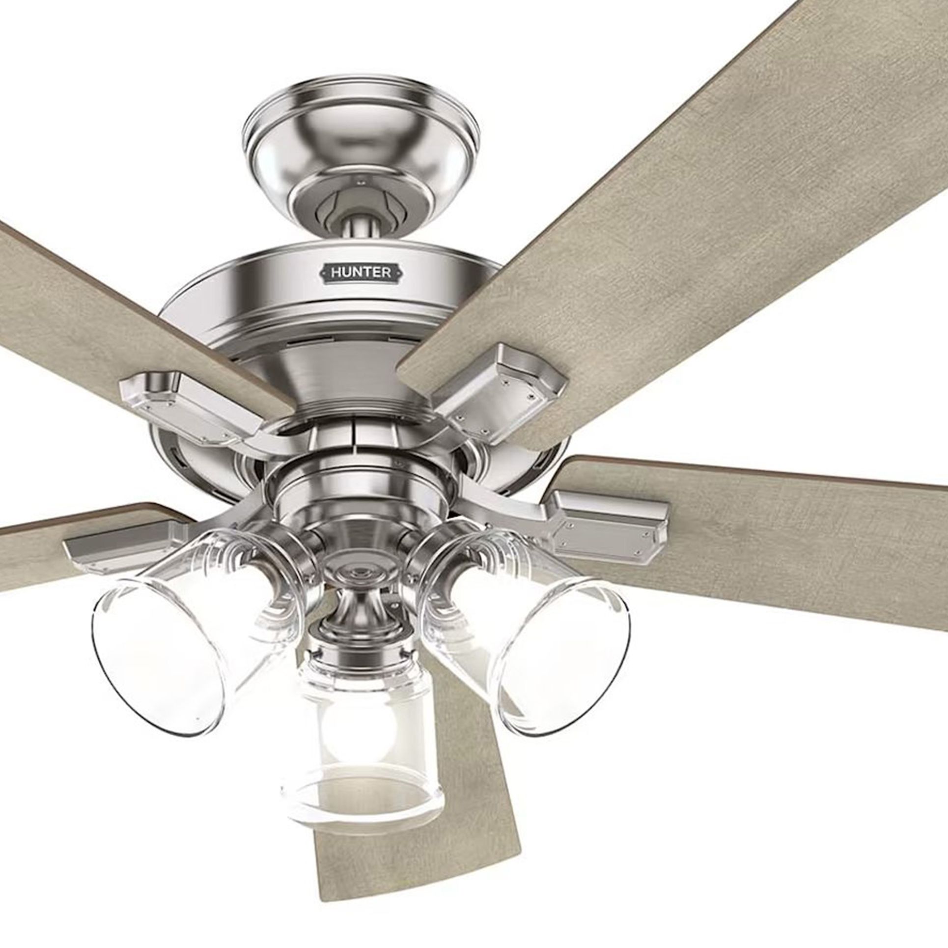 Hunter Fan 52 inch Indoor Casual Brushed Nickel Ceiling Fan with LED Light Kit and Remote Control (Certified Refurbished)