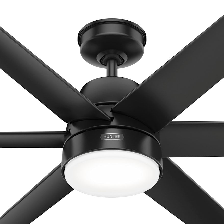 Hunter Fan 60 inch Casual Matte Black Outdoor Ceiling Fan with LED Light Kit (Certified Refurbished)