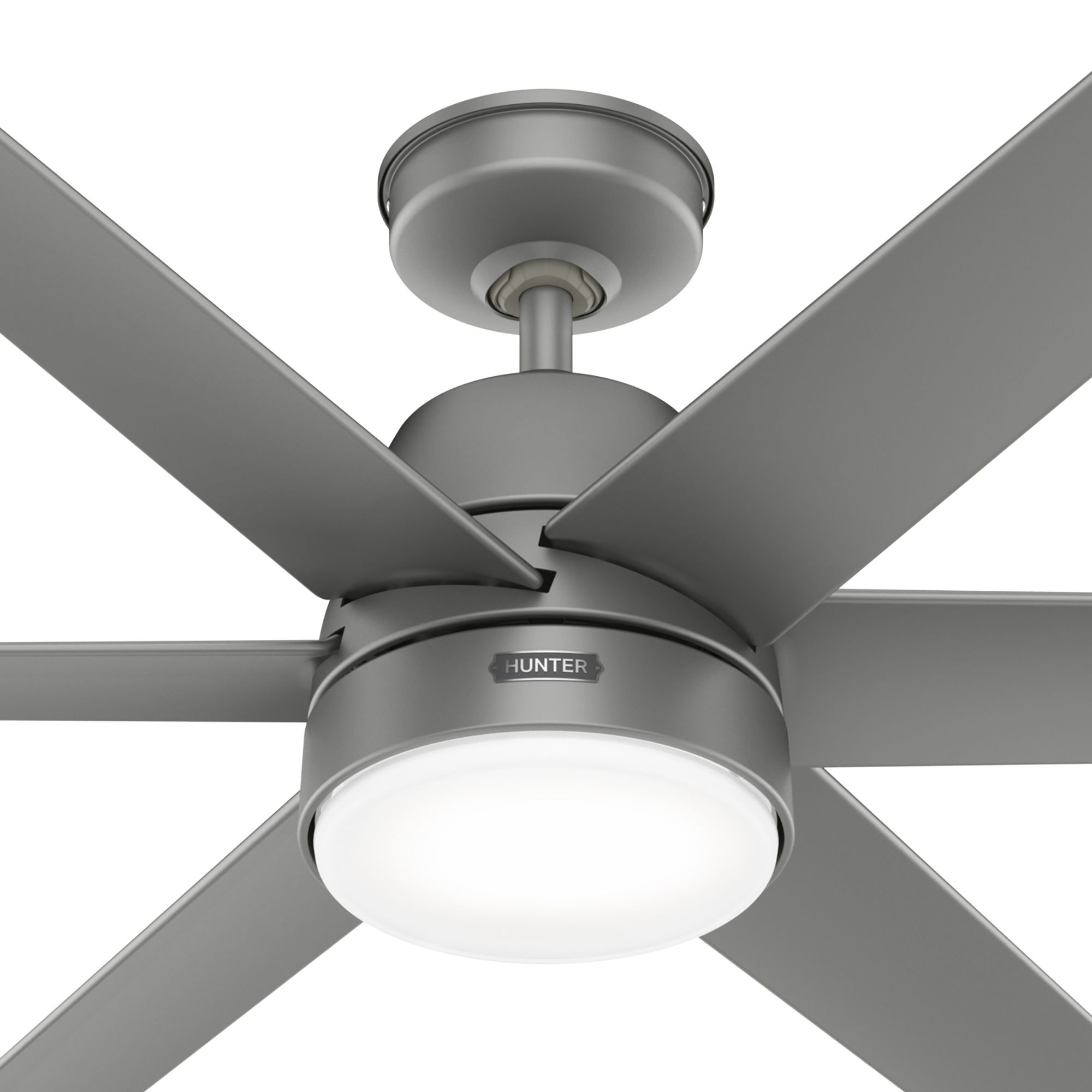 Hunter Fan 60 inch Casual Matte Silver Outdoor Ceiling Fan with LED Light and 6 Blades (Certified Refurbished)