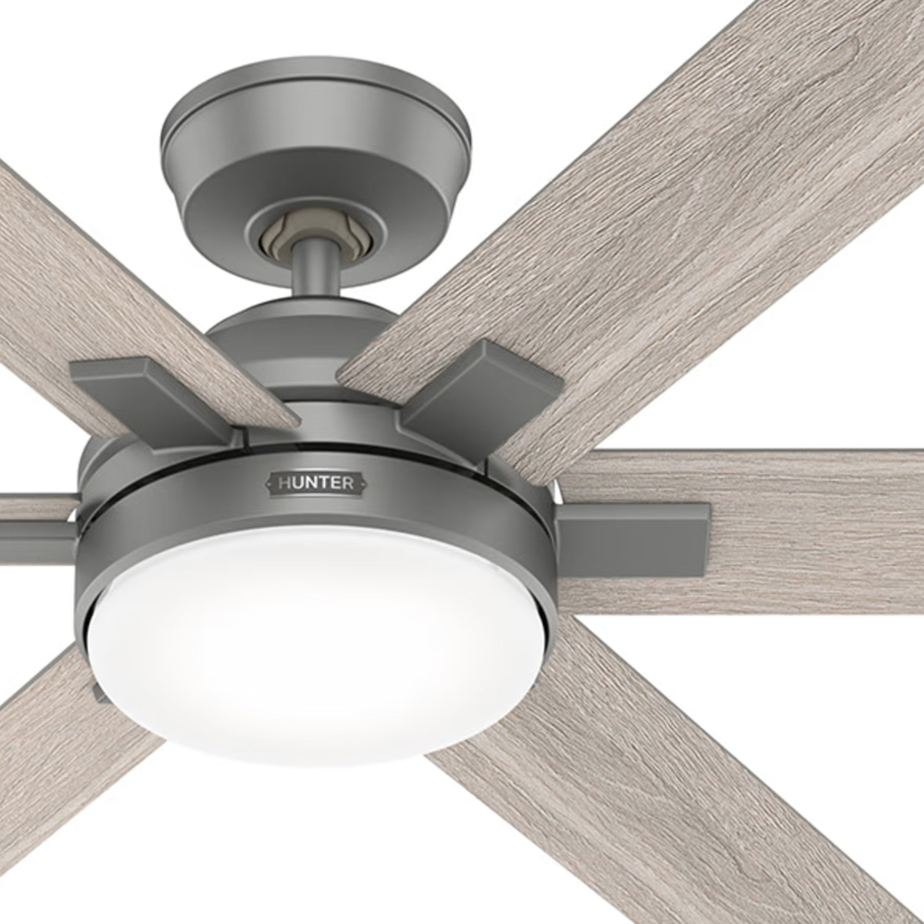 Hunter Fan 52 inch Casual Matte Silver Ceiling Fan with Light Kit and Remote (Certified Refurbished)