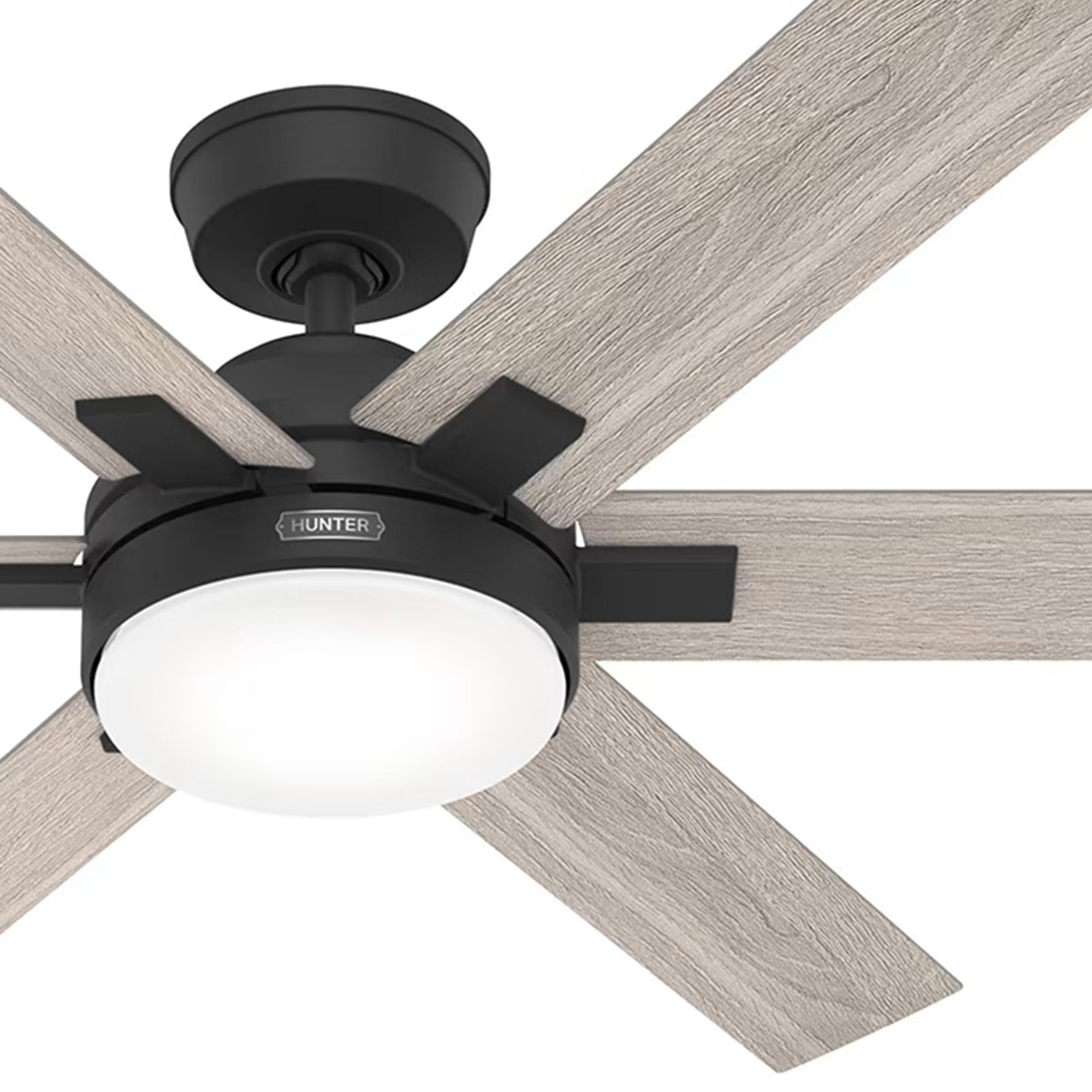 Hunter Fan 52 inch Indoor Casual Matte Black Ceiling Fan with Light Kit and Remote Control (Certified Refurbished)