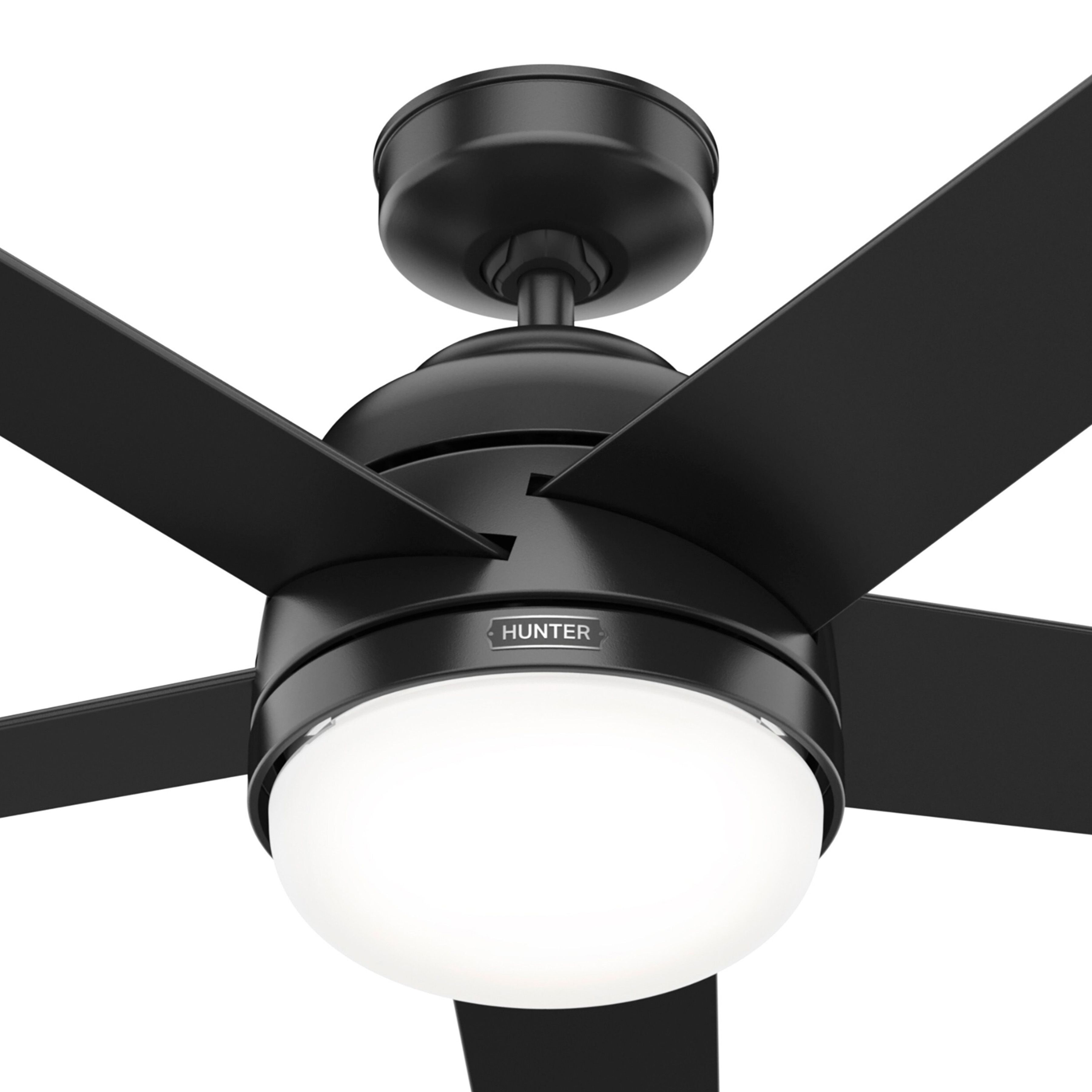 Hunter Fan Smart WiFi LED Ceiling Fan, 60 inch Matte Black Indoor Smart Ceiling Fan with Light, Remote Control, Compatible with smart home devices for Bedroom, Living Room, Kitchen, Office (Certified Refurbished)