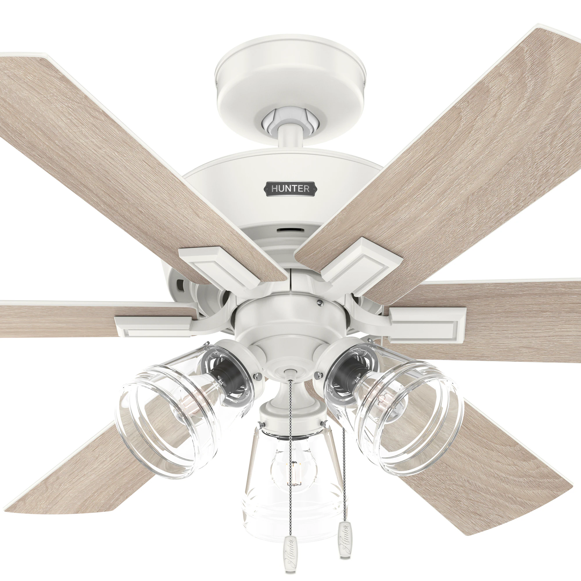 Hunter Fan 44 inch Traditional Fresh White Indoor Ceiling Fan with LED Light Kit and Pull Chain (Certified Refurbished)