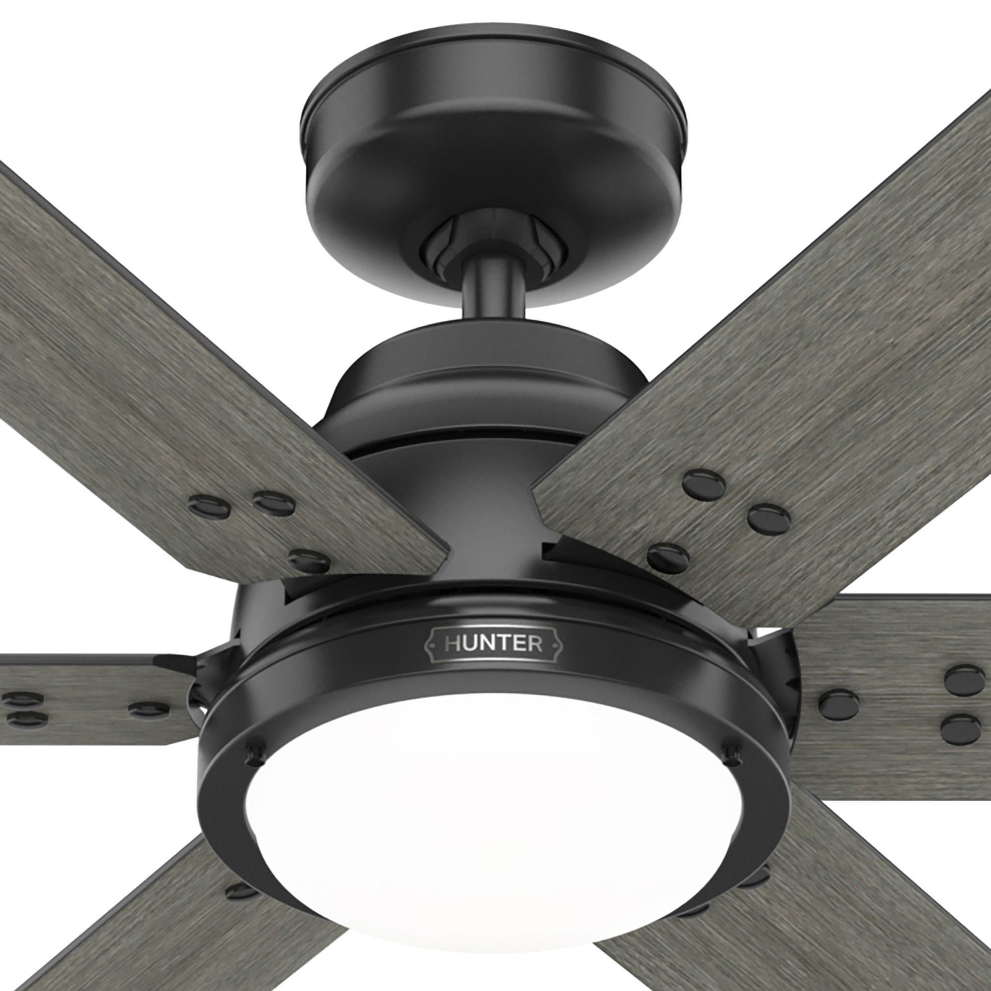 Hunter Fan 72 inch Casual Matte Black Indoor Ceiling Fan with LED Light Kit and Remote Control (Certified Refurbished)