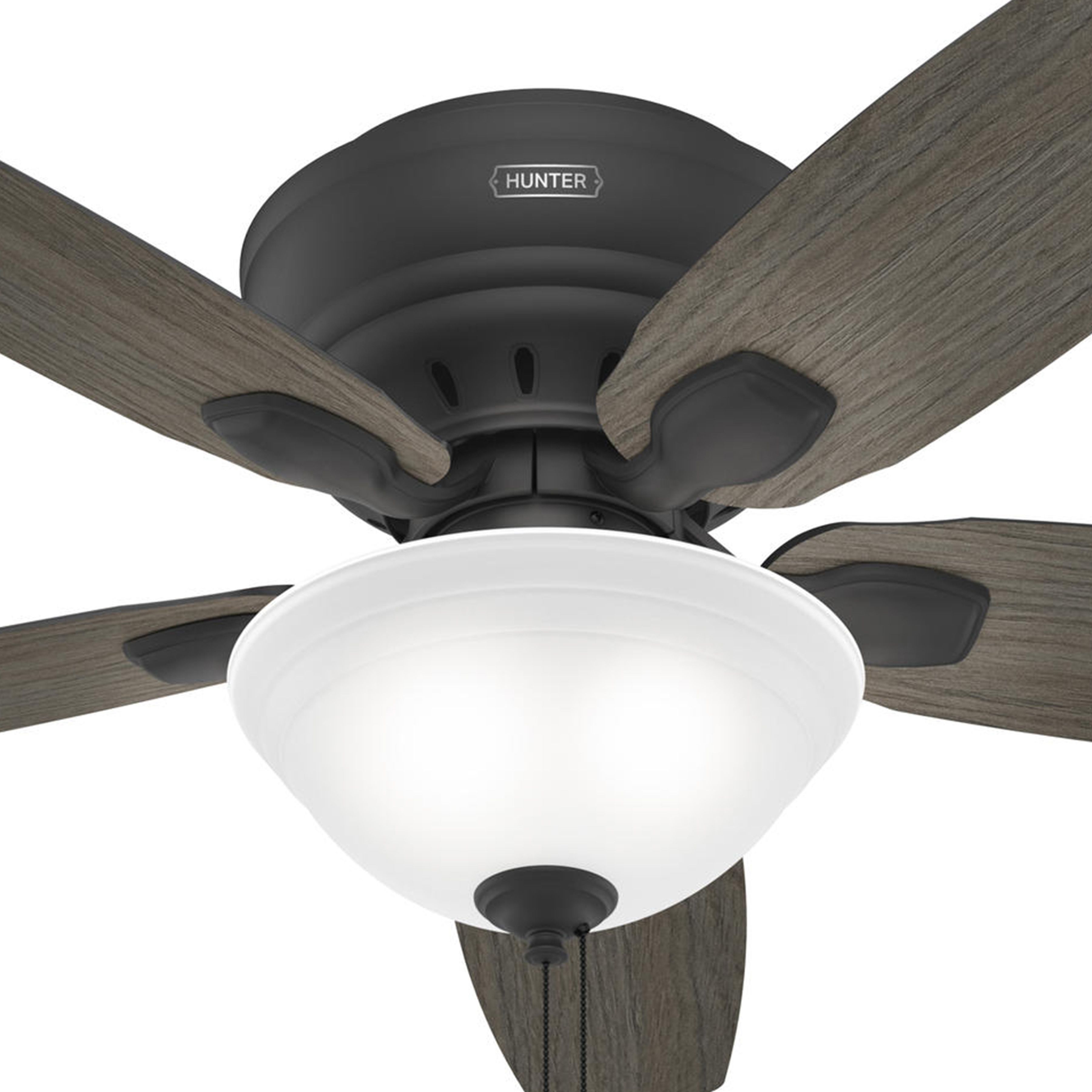 Hunter Fan 52 Inch Matte Black Indoor Ceiling fan with LED Light and Pull Chain for Bedroom, Living Room, Office, Basement, Dining Room, Kitchen (Certified Refurbished)