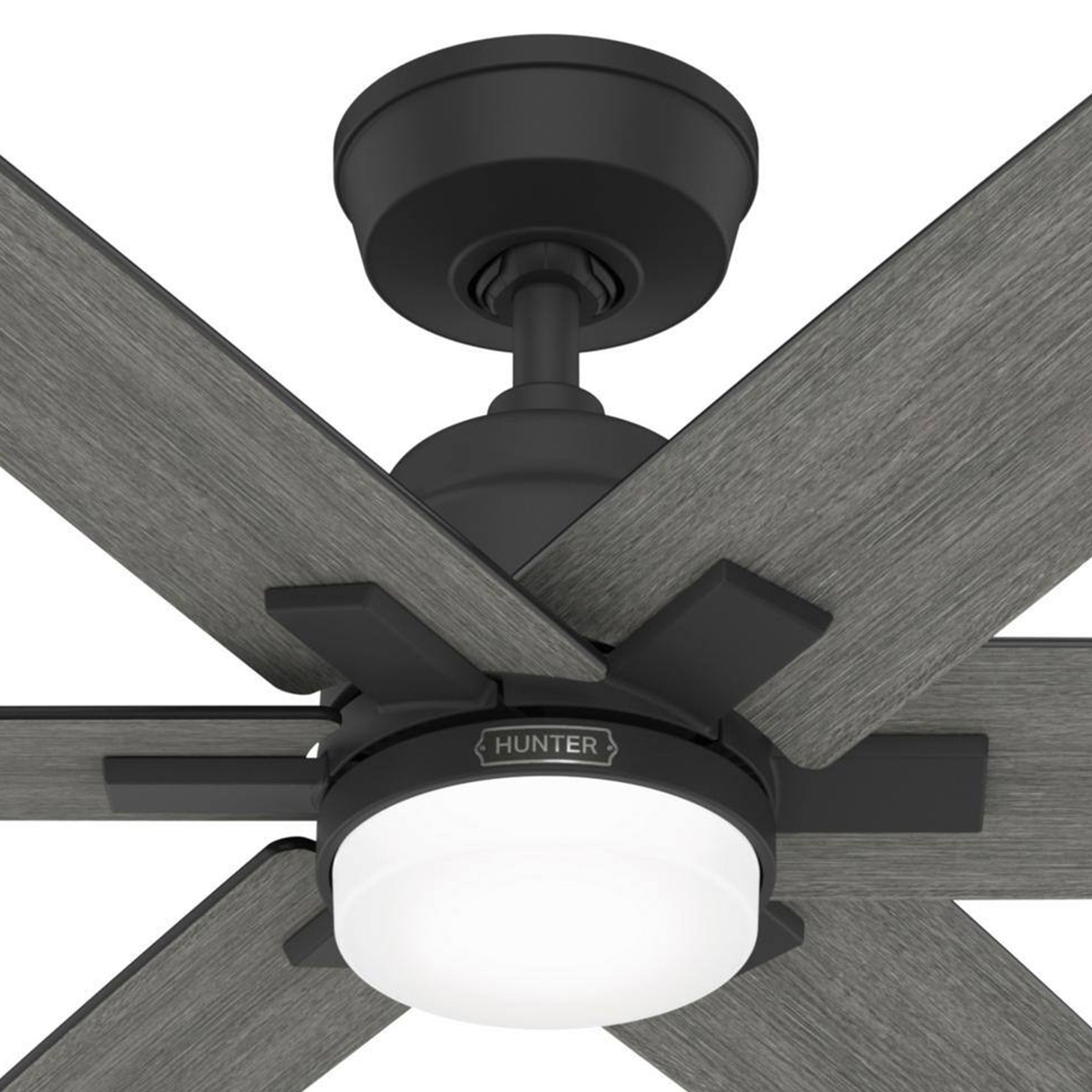Hunter Fan 52 Inch Black Indoor Ceiling Fan with Light and Remote Control for Living Room, Bedroom, Kitchen, Office (Certified Refurbished)
