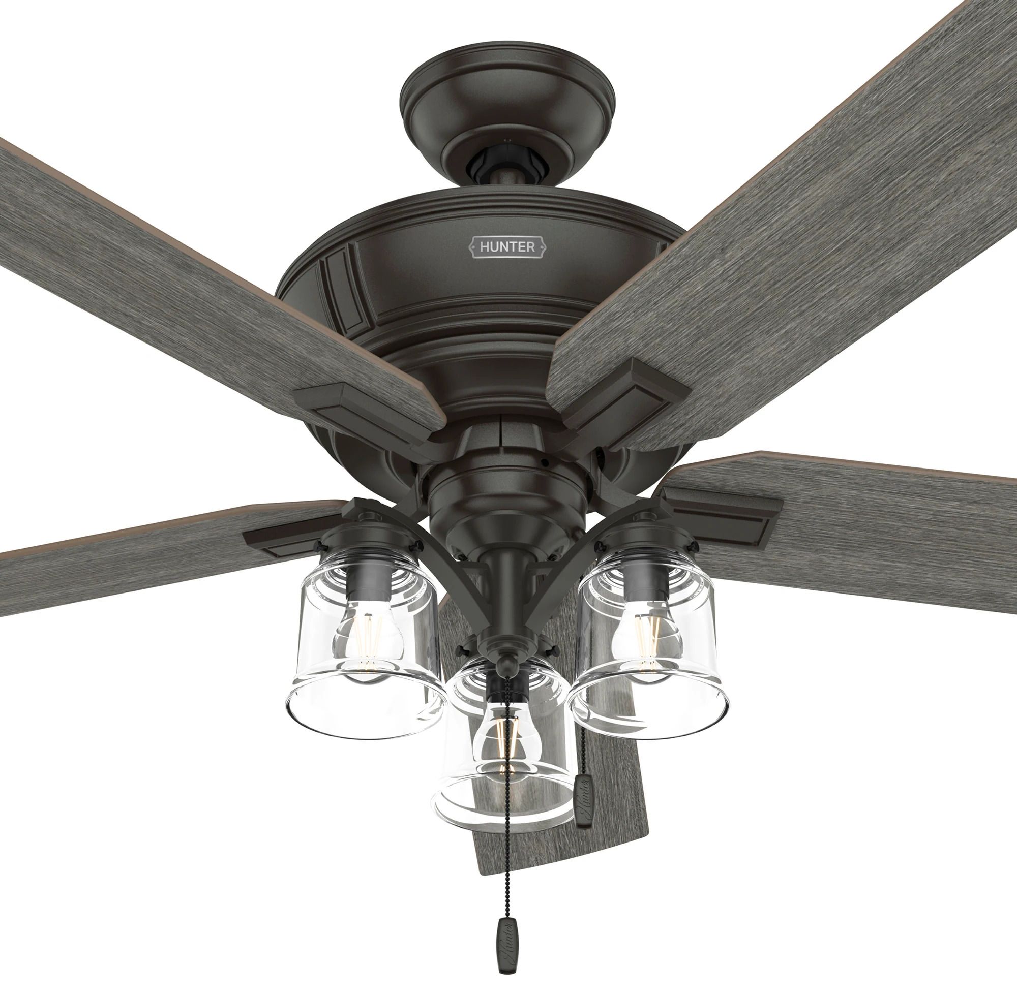Hunter Fan 54 inch Traditional Noble Bronze Indoor Ceiling Fan with LED Light Kit and Pull Chain (Certified Refurbished)