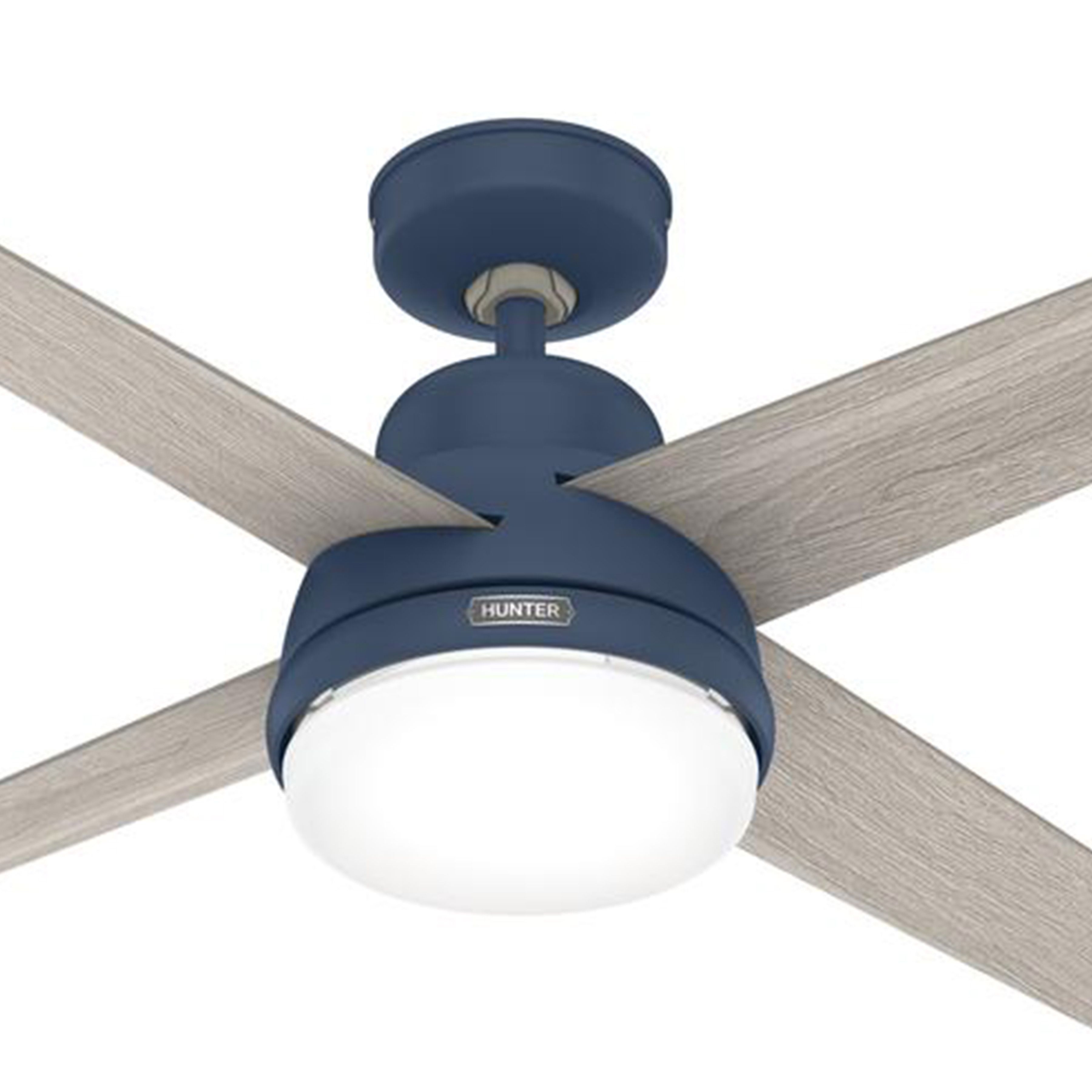 Hunter Fan 52 inch Indigo Blue Indoor Ceiling Fan with Light and Remote Control for Bedroom, Living Room, Office, Basement, Kitchen (Certified Refurbished)