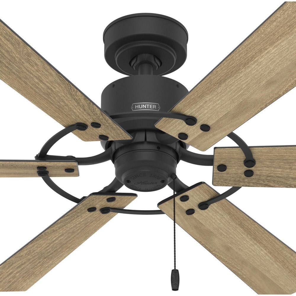 Hunter Fan 52 inch Casual Matte Black Indoor/Outdoor Ceiling Fan with Pull Chain (Certified Refurbished)