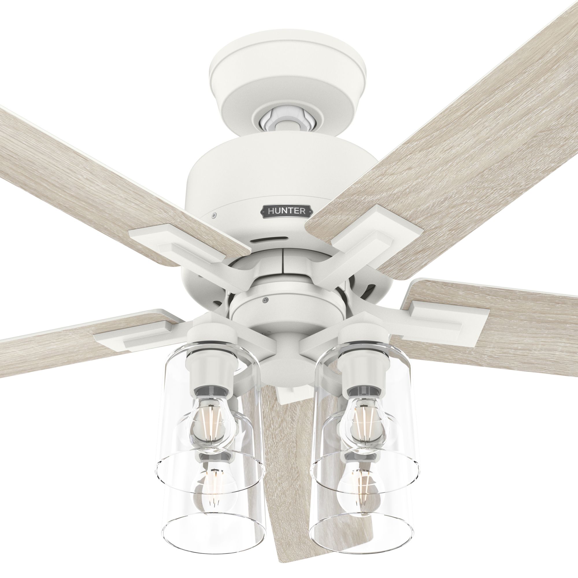 Hunter Fan 52 inch Casual Matte White Indoor Ceiling Fan with LED Light Kit and Remote Control (Certified Refurbished)