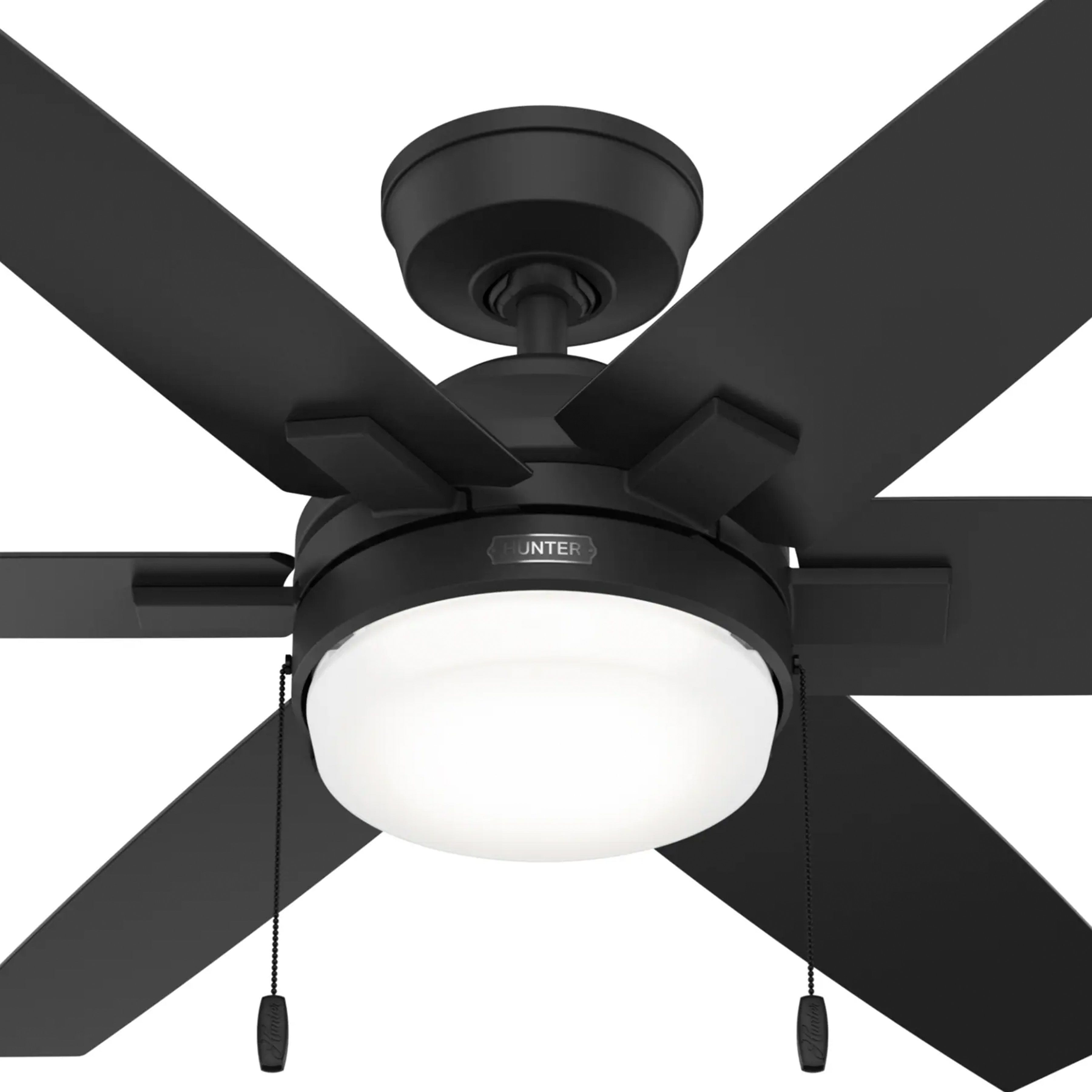 Hunter Fan 52 inch Matte Black Indoor Ceiling Fan with Lights and Pull Chains for Bedroom, Living Room/Family Room, Dining Room, Kitchen, Office (Certified Refurbished)