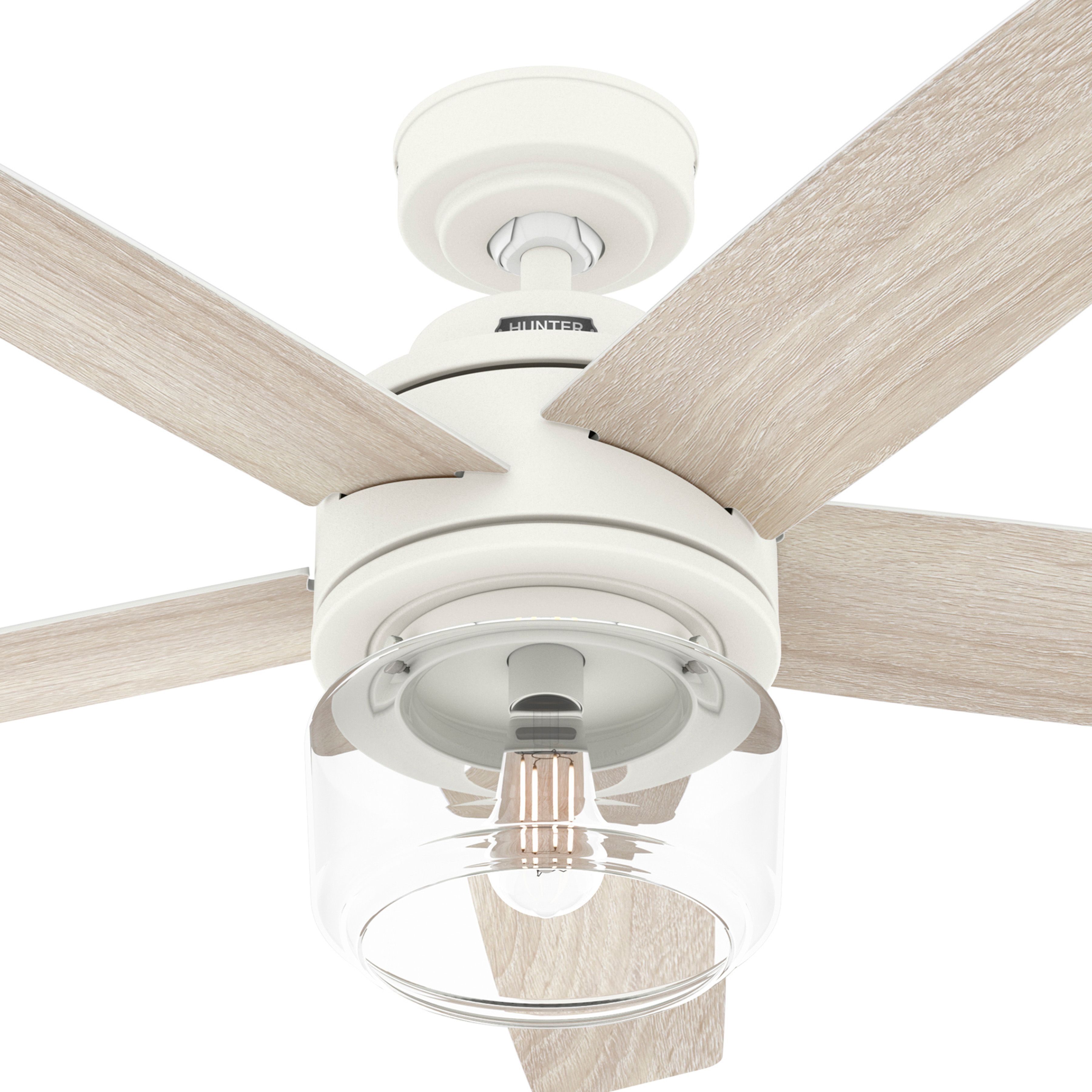 Hunter Fan 52 Inch White Indoor Ceiling fan with LED Light and Remote Control for Bedroom, Living Room/Family Room, Office, Basement, Kitchen, Dining Room (Certified Refurbished)