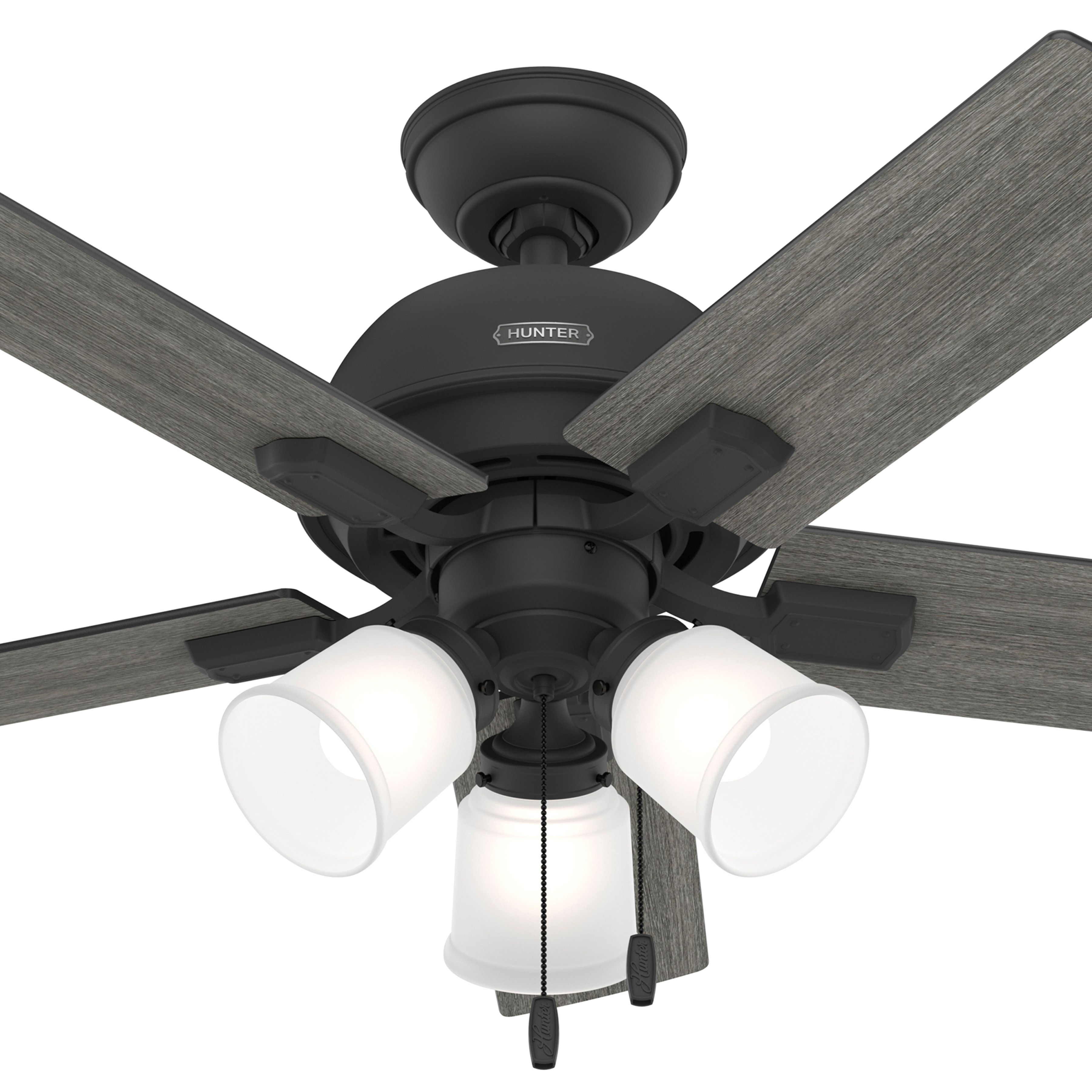 Hunter Fan 44 inch Black Indoor Ceiling Fan with Lights and Pull Chain for Living Room, Bedroom, Office, Laundry Room (Certified Refurbished)