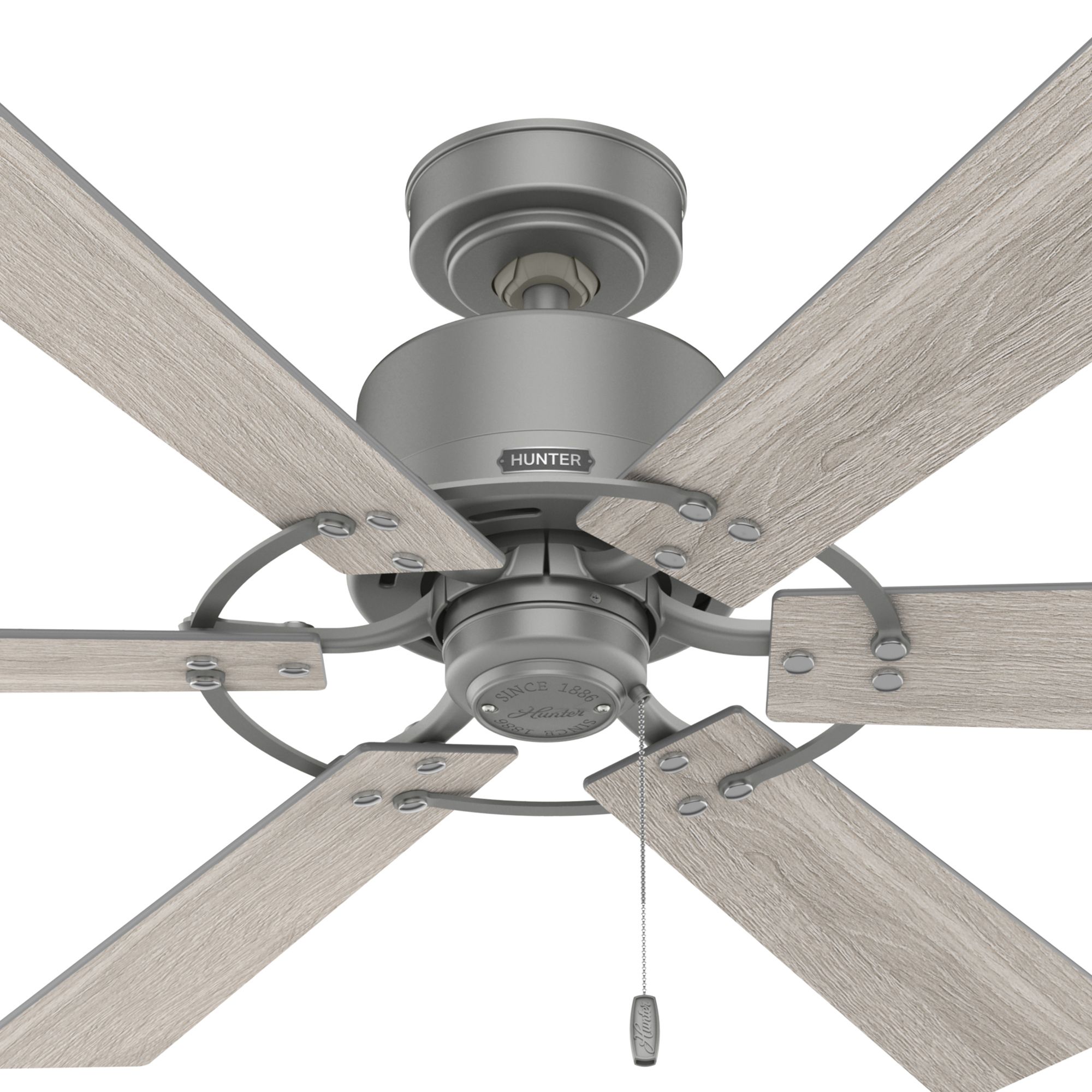 Hunter Fan 52 inch Casual Matte Silver Indoor Ceiling Fan with Pull Chain and No Light (Certified Refurbished)