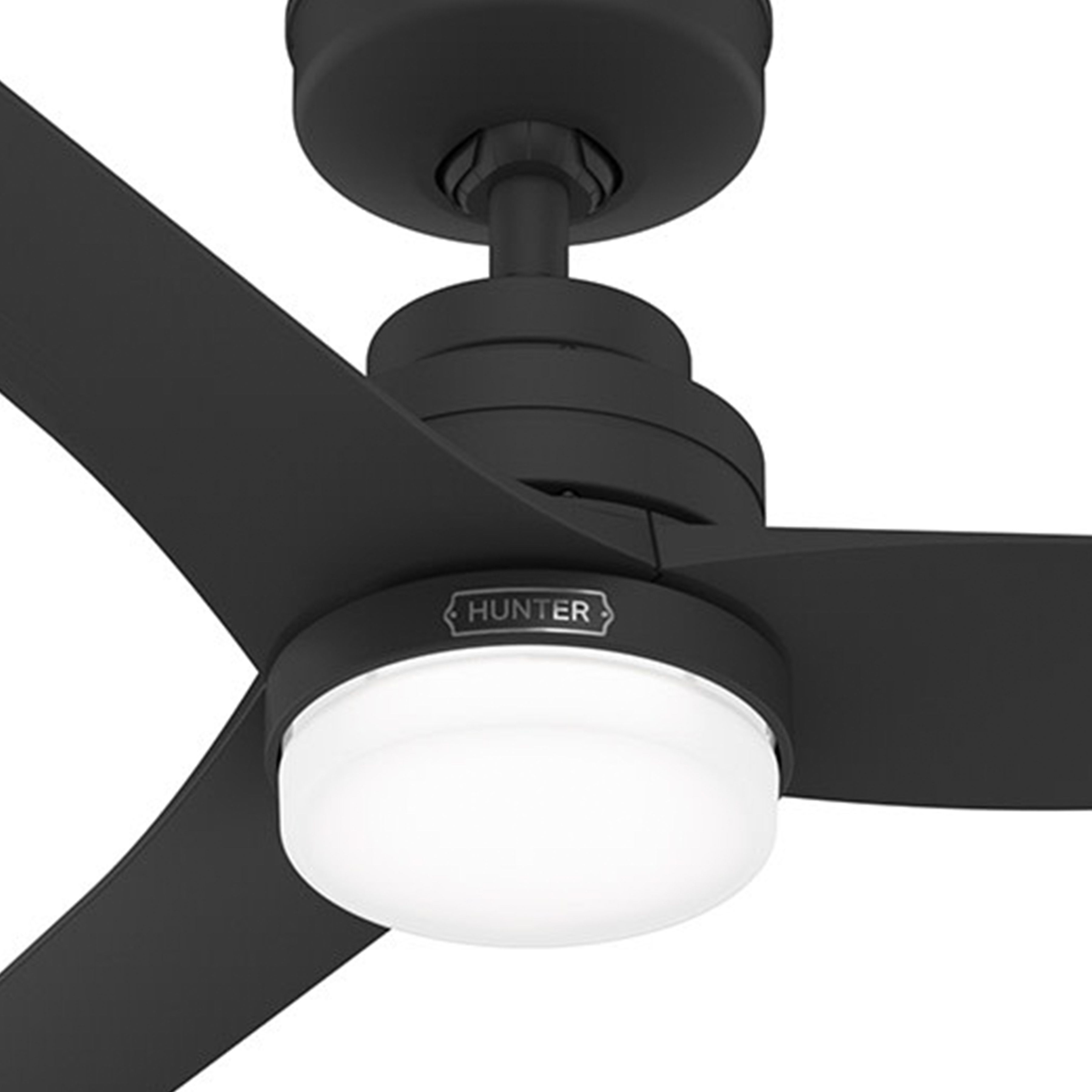 Hunter Fan 52 inch Indoor / Outdoor Matte Black Ceiling Fan with Light and Remote Control for Bedroom, Living Room, Dining Room, Kitchen, Patio, Office (Certified Refurbished)