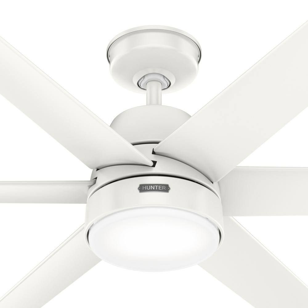 Hunter Fan 60 Inch White Outdoor Ceiling Fan, Reversible and WhisperWind motor, Modern Ceiling Fan with 6 Blades for Bedroom, Living Room, Kitchen (Certified Refurbished)