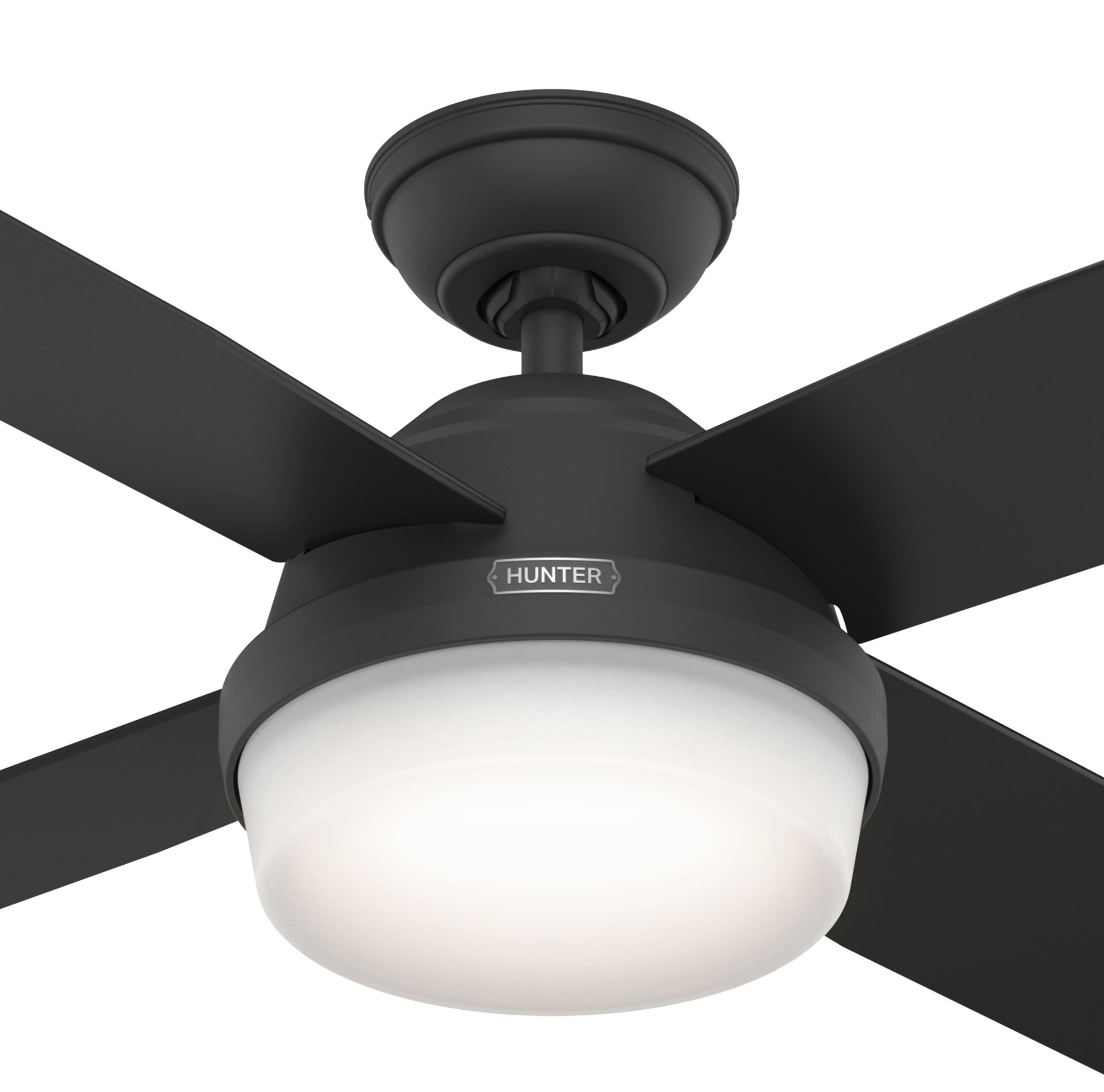 Hunter Fan 52 inch Contemporary Matte Black Indoor Ceiling Fan with LED Light Kit and Remote Control (Certified Refurbished)