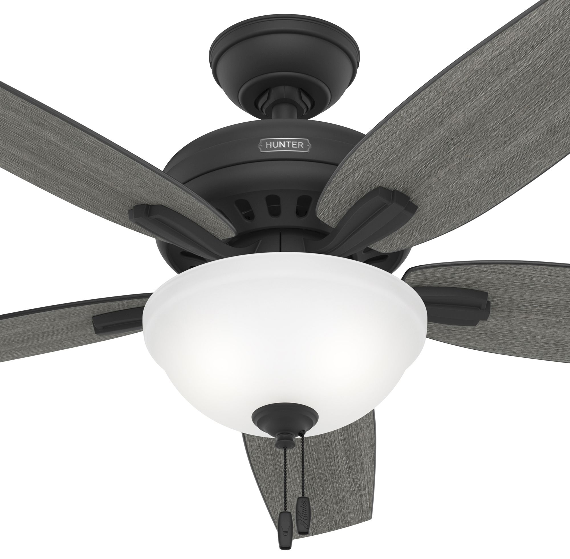 Hunter Fan 52 inch Matte Black Traditional Indoor Ceiling Fan with Light Kit and Pull Chain (Certified Refurbished)