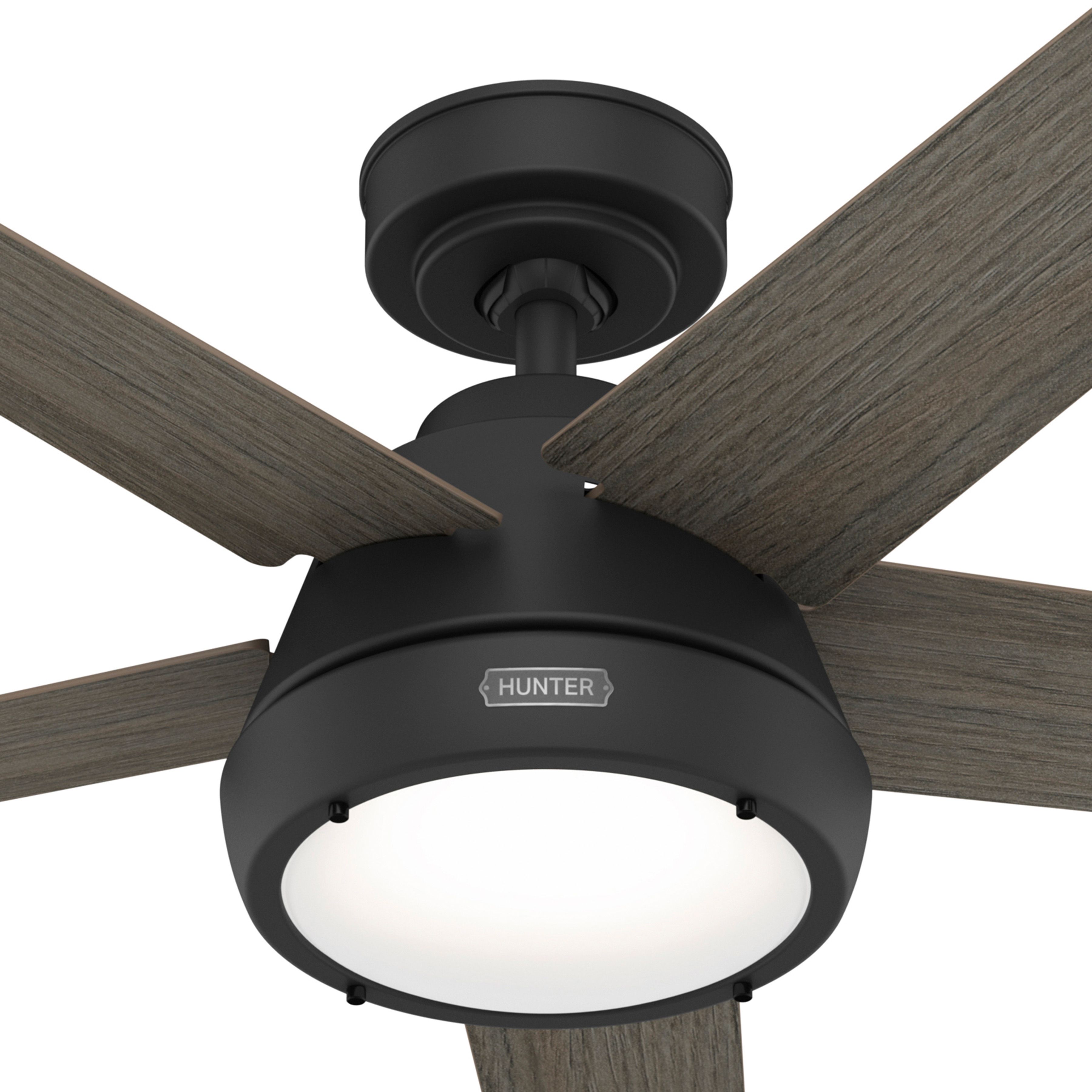 Hunter Fan 52 Inch Matte Black Indoor Ceiling fan with LED Light and Remote Control for Bedroom, Living Room/Family Room, Office, Basement, Kitchen, Dining Room (Certified Refurbished)