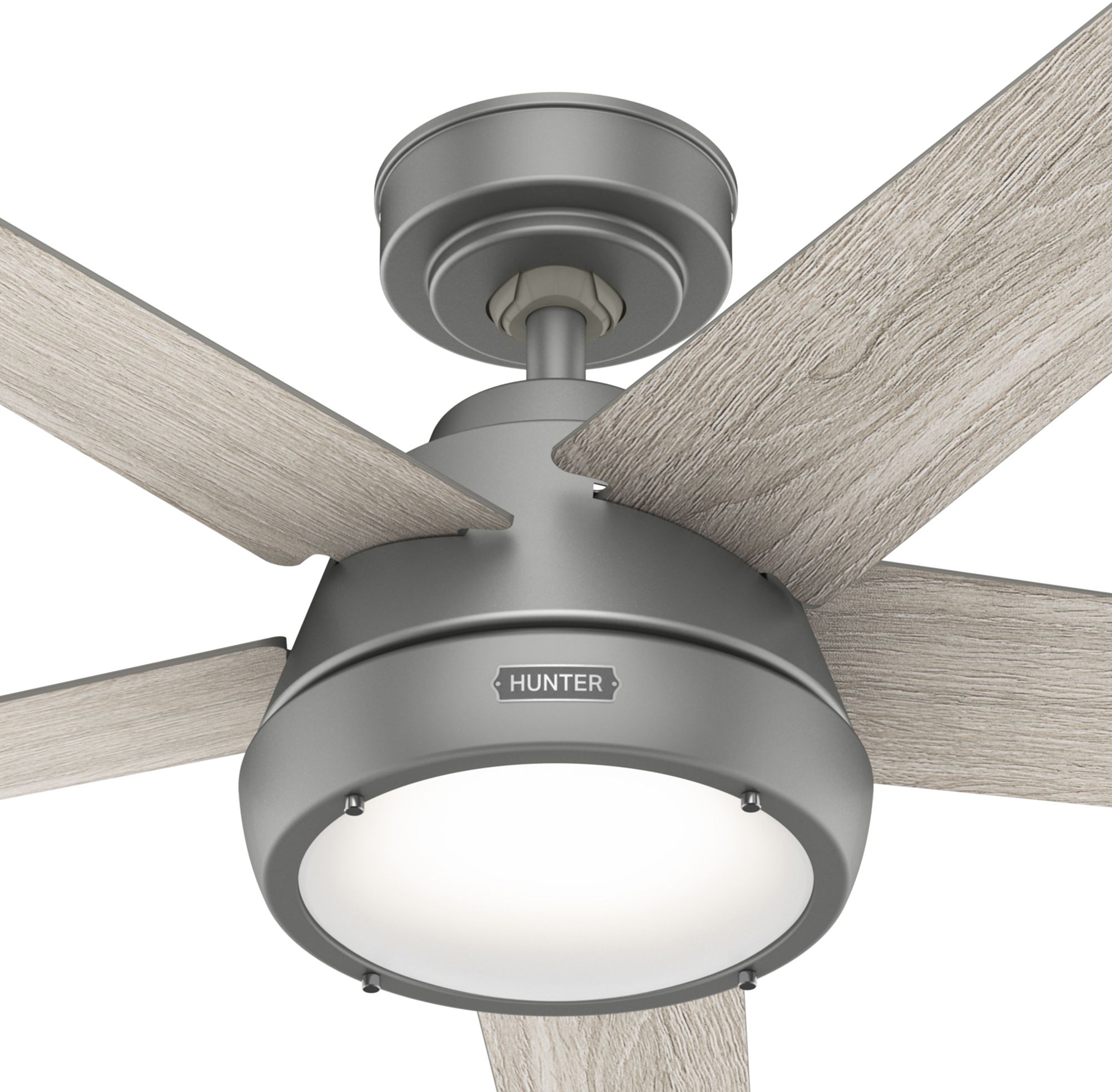 Hunter Fan 52 inch Matte Silver Indoor Casual Ceiling Fan with LED Light Kit and Remote Control (Certified Refurbished)