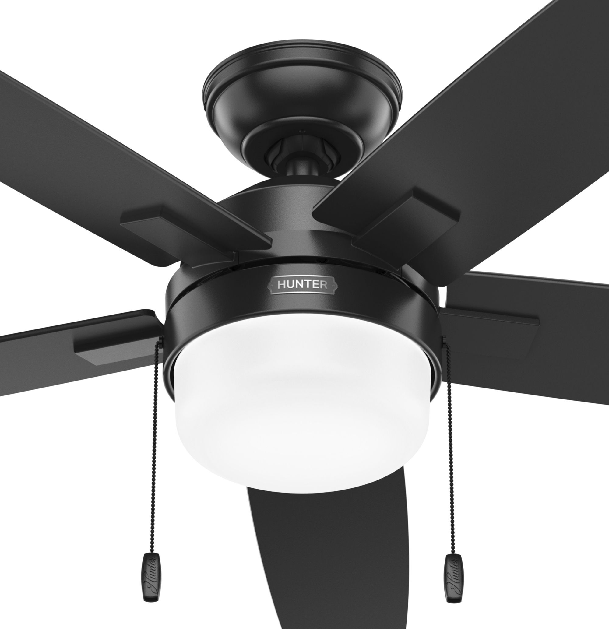 Hunter Fan 52 inch Indoor Contemporary Matte Black Ceiling Fan with LED Light Kit and Pull Chain (Certified Refurbished)