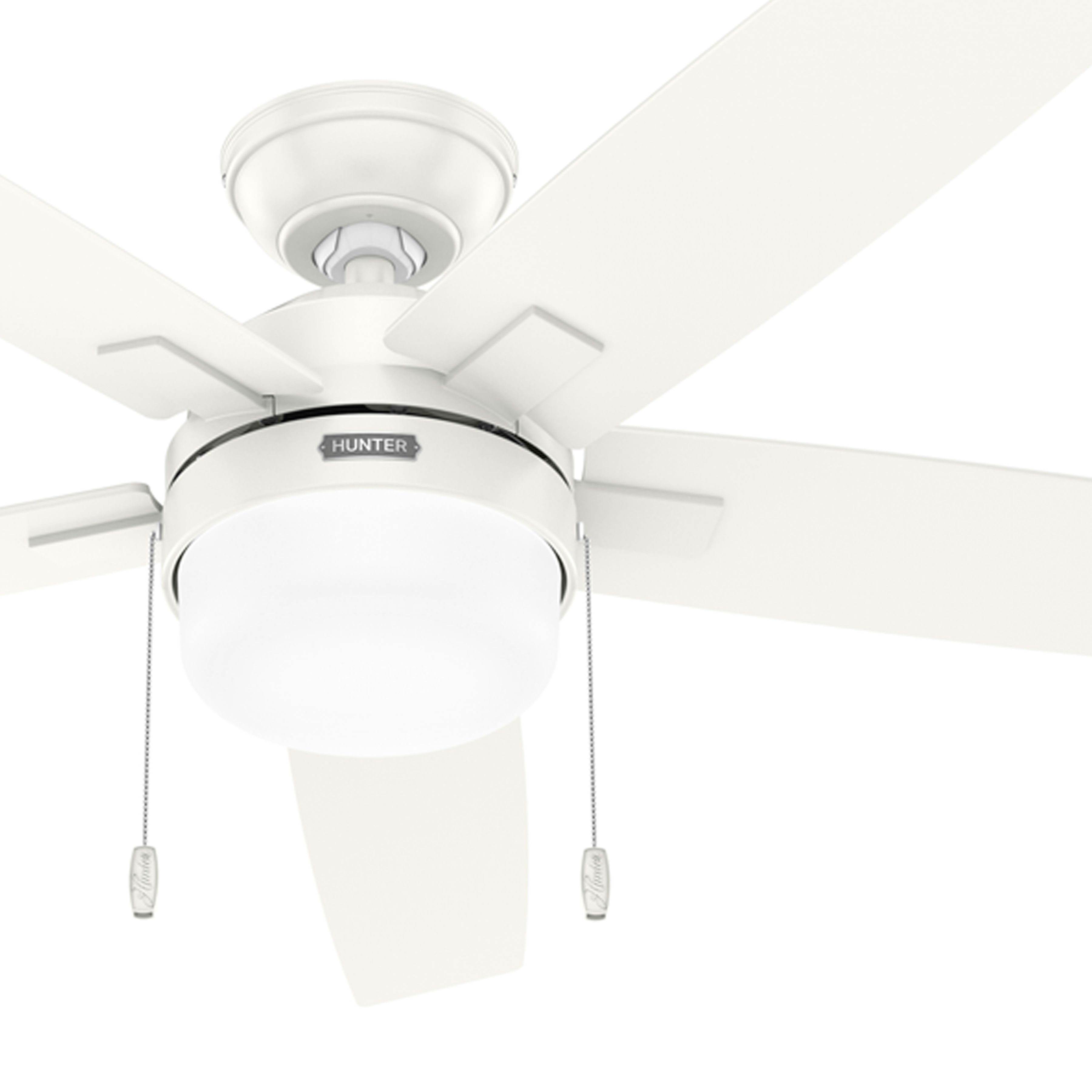 Hunter Fan 52 inch Contemporary Fresh White Finish Indoor Ceiling Fan with LED Light Kit and Pull Chain (Certified Refurbished)