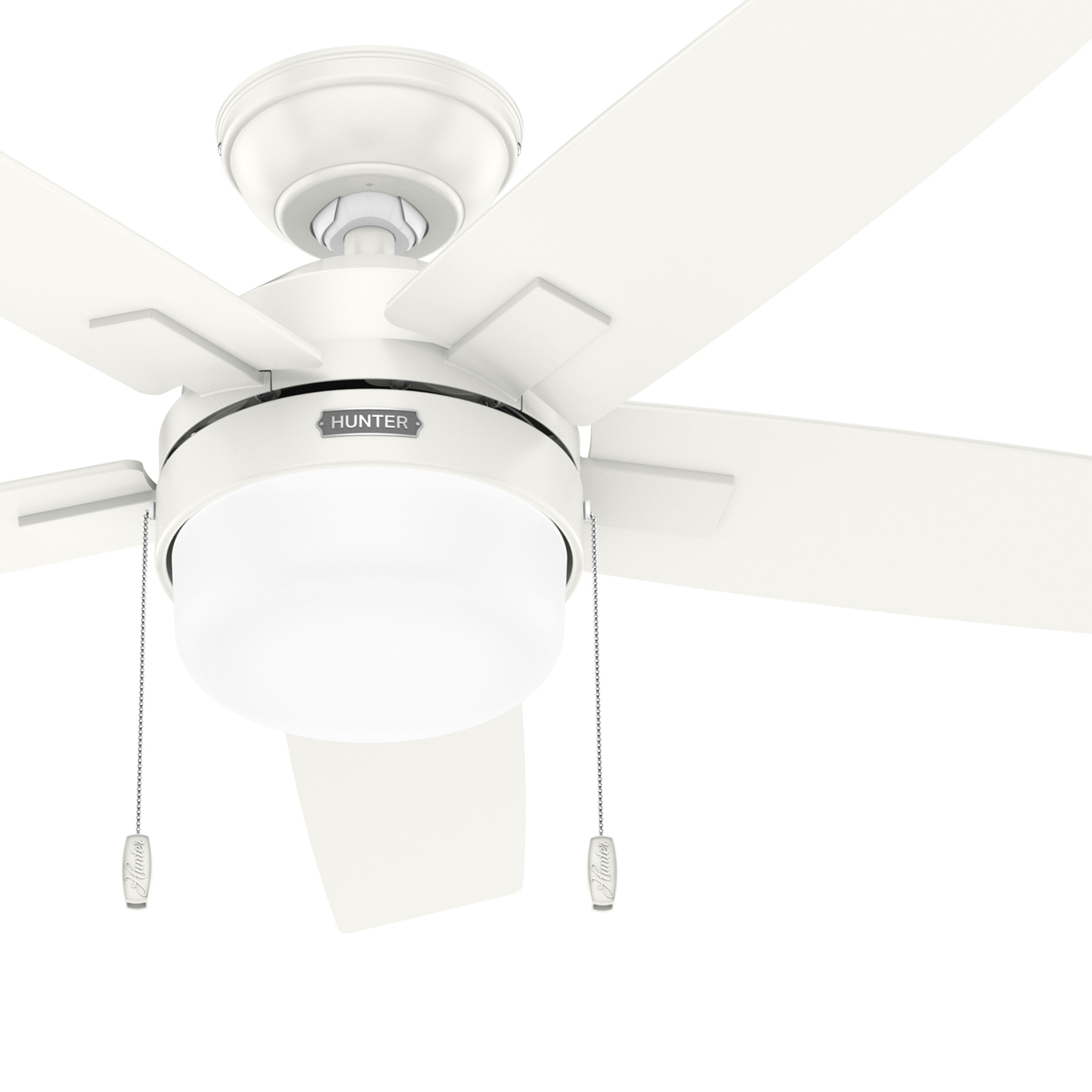 Hunter Fan 44 inch Contemporary Fresh White Finish Indoor Ceiling Fan with LED Light Kit and Pull Chain (Certified Refurbished)