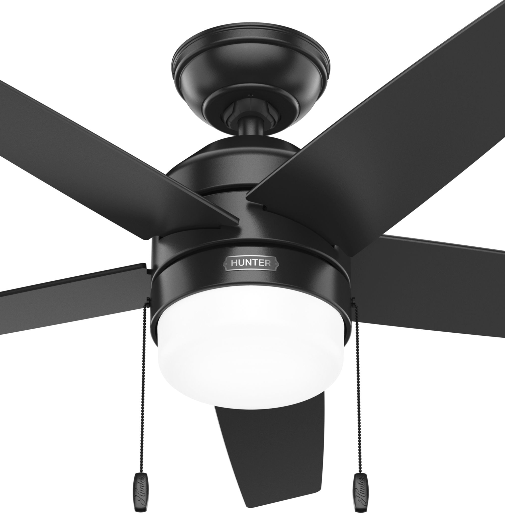 Hunter Fan 44 inch Casual Matte Black Indoor Ceiling Fan with LED Light and Pull Chain (Certified Refurbished)