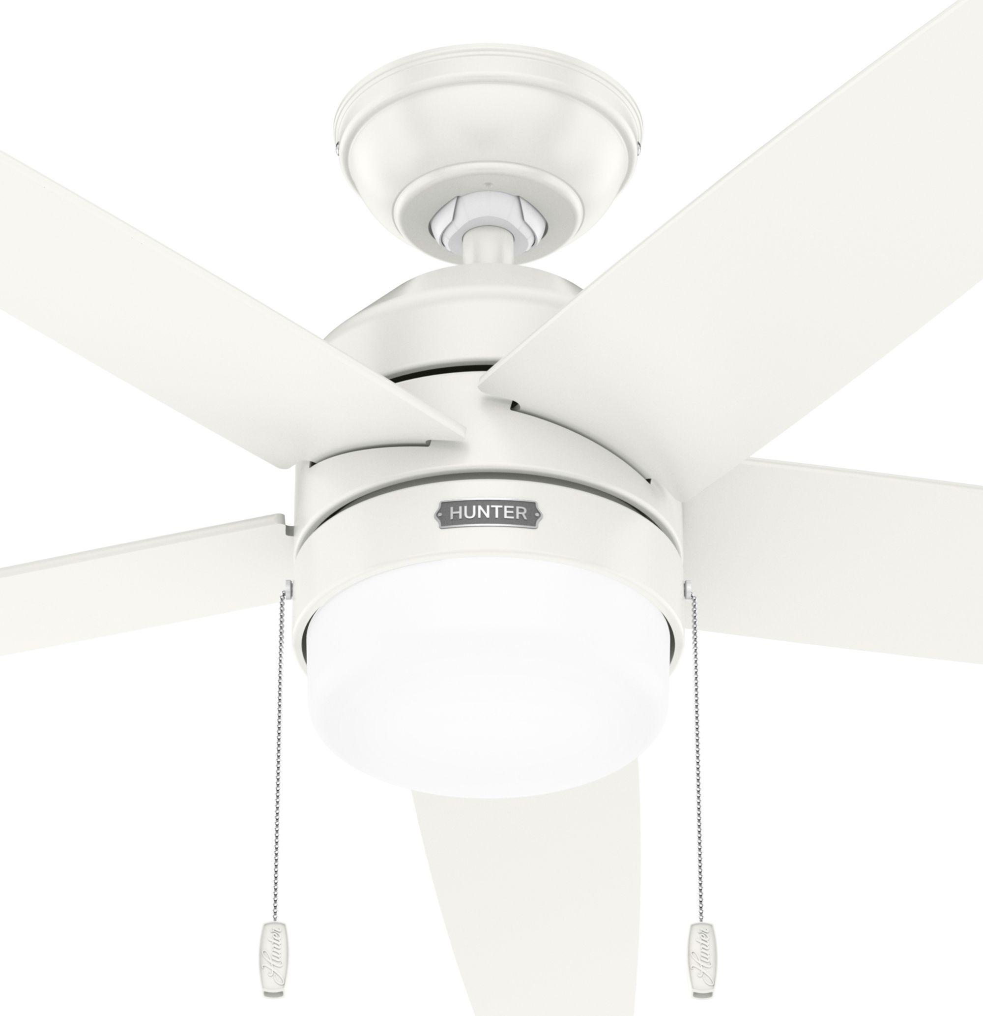 Hunter Fan 52 inch Casual Fresh White Indoor Ceiling Fan with Light Kit and Pull Chain (Certified Refurbished)