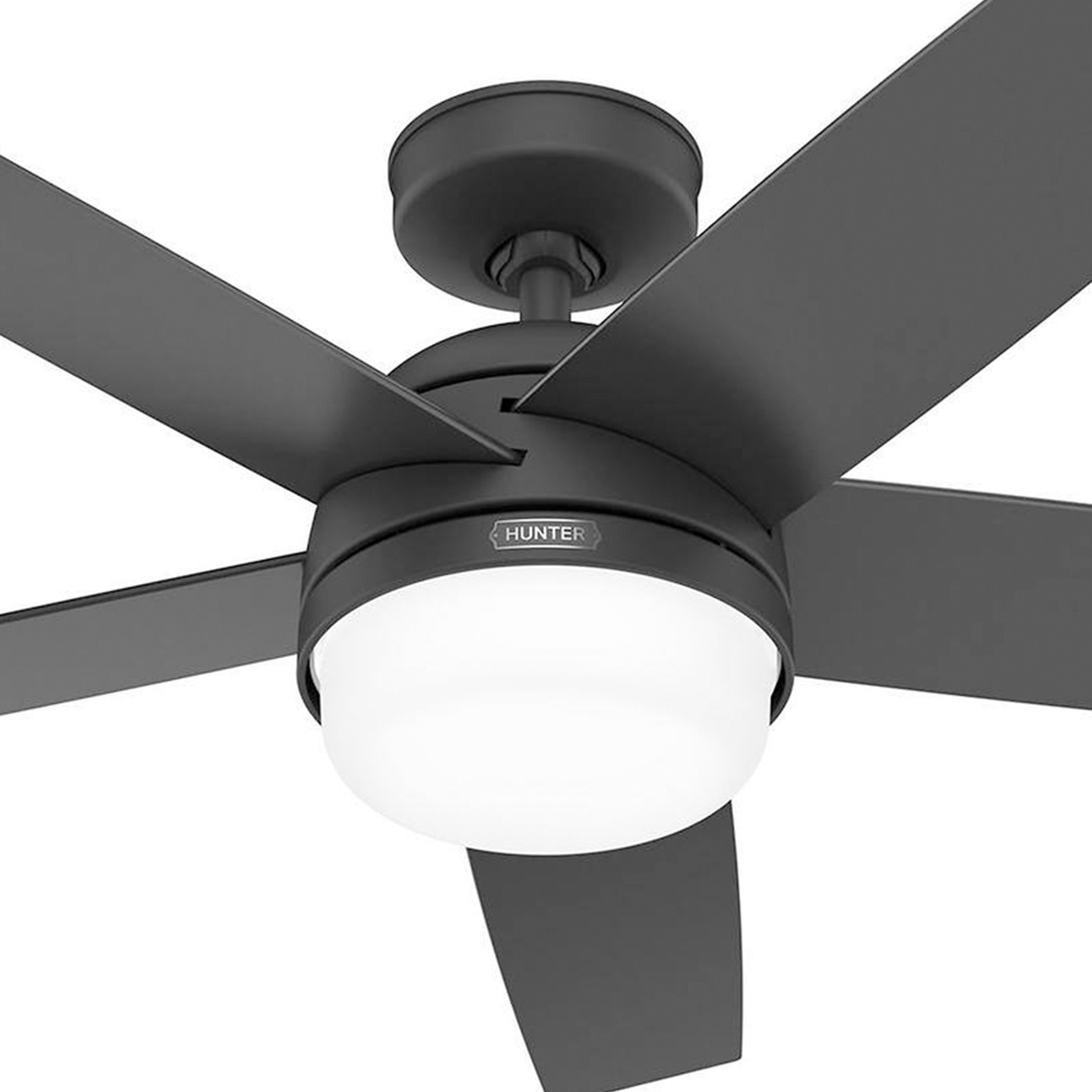 Hunter Fan 52 inch Ceiling Fan with Lights and Remote Control, Contemporary Ceiling Fan Matte Black, Reversible Blades, Indoor Ceiling Fan for Kitchen, Bedroom, Living Room (Certified Refurbished)