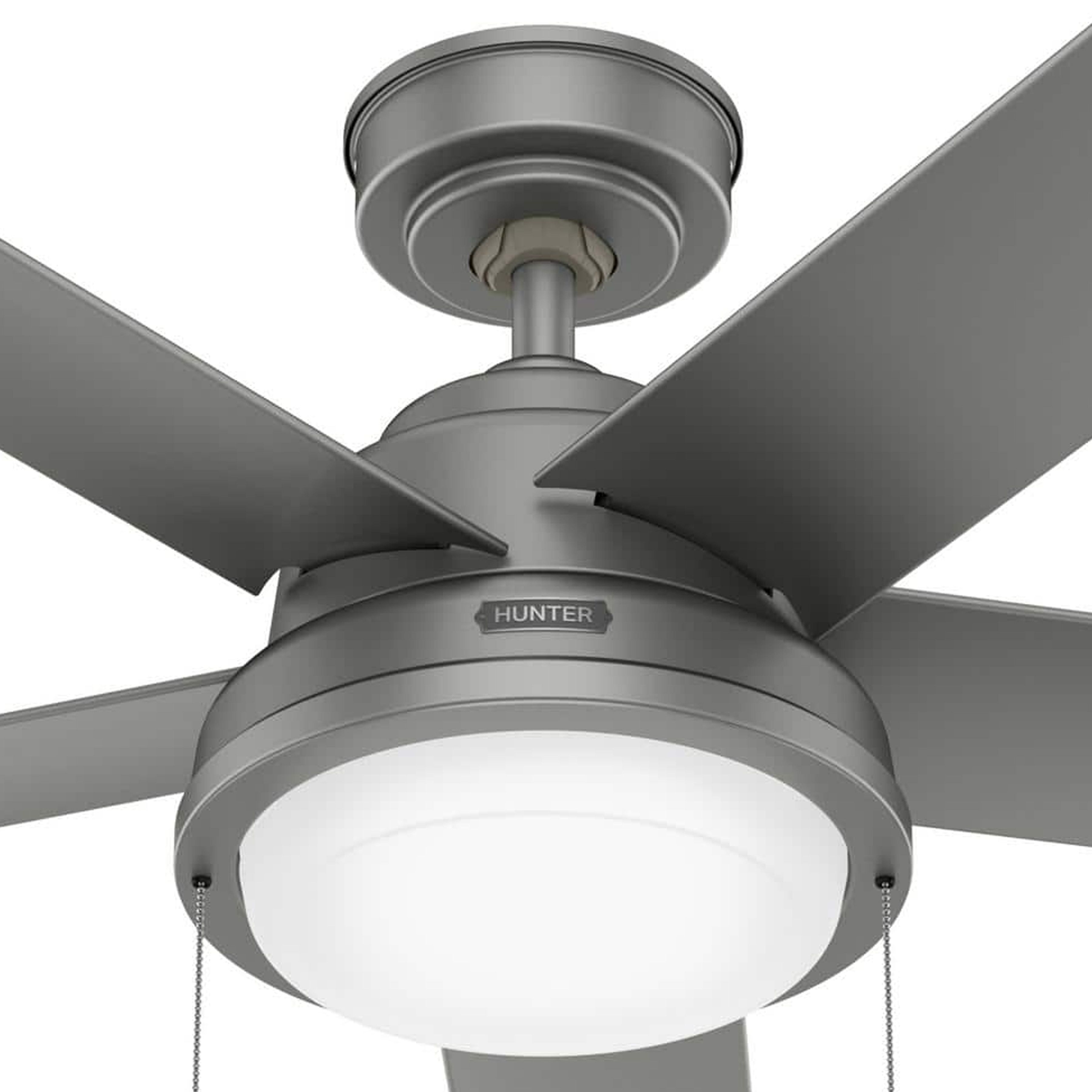 Hunter Fan 44 inch Matte Silver Indoor/Outdoor Ceiling Fan with Lights and Pull Chains for Living Room, Bedroom, Farmhouse, Patios, Kitchen (Certified Refurbished)