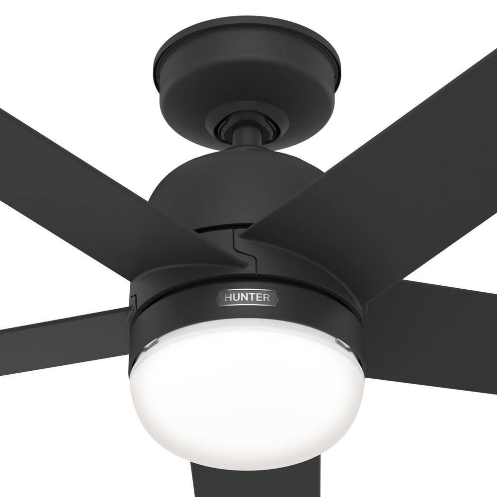 Hunter Fan 52 inch Casual Matte Black Outdoor Ceiling Fan with LED Light Kit and Remote Control (Certified Refurbished)