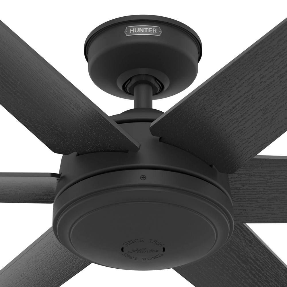 Hunter Fan 52 inch Matte Black Casual Outdoor Ceiling Fan with 6 Blades and No Light (Certified Refurbished)