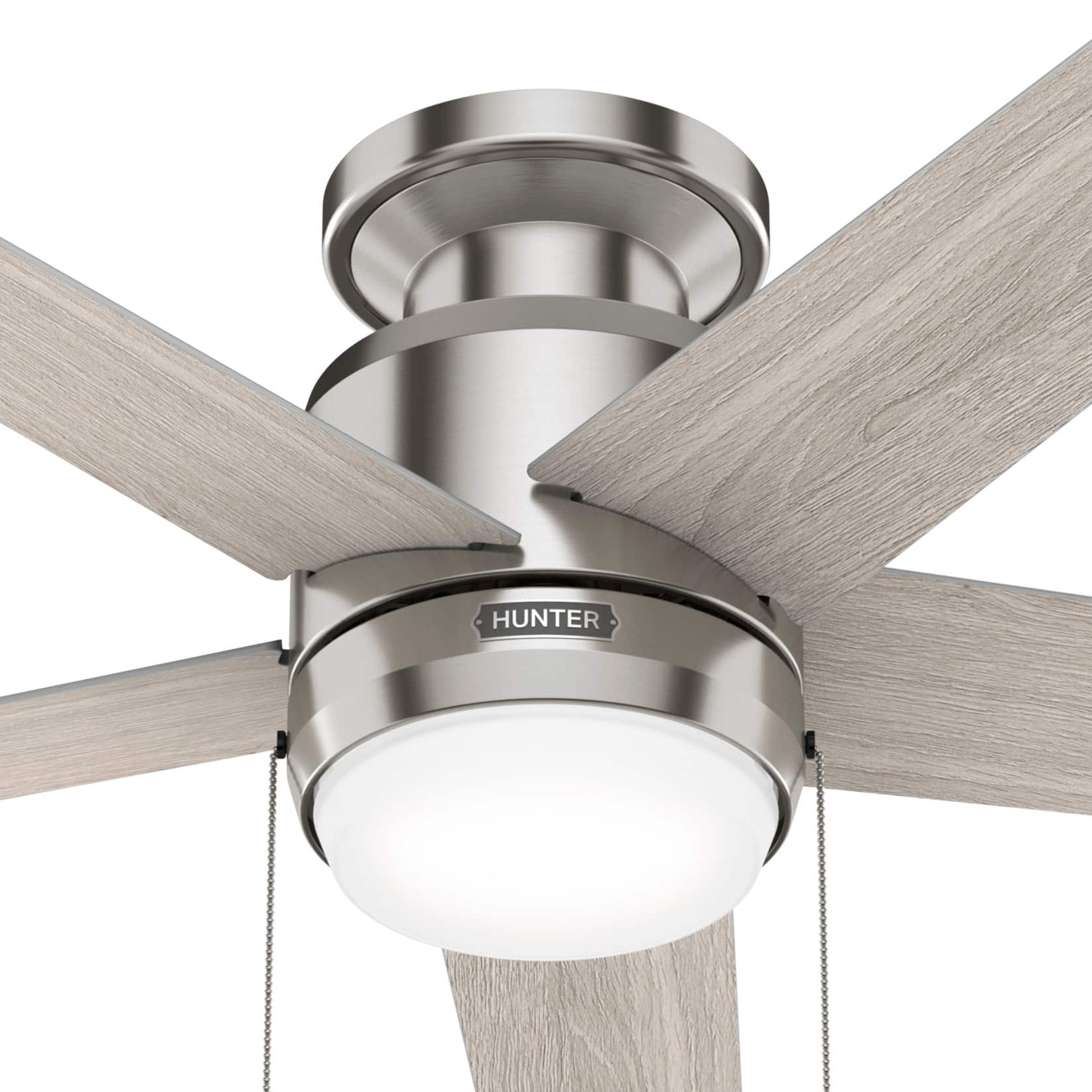 Hunter Fan 44 inch Brushed Nickel Indoor Ceiling Fan with Light and Pull Chain for Bedroom, Living Room, Office, Basement, Kitchen (Certified Refurbished)