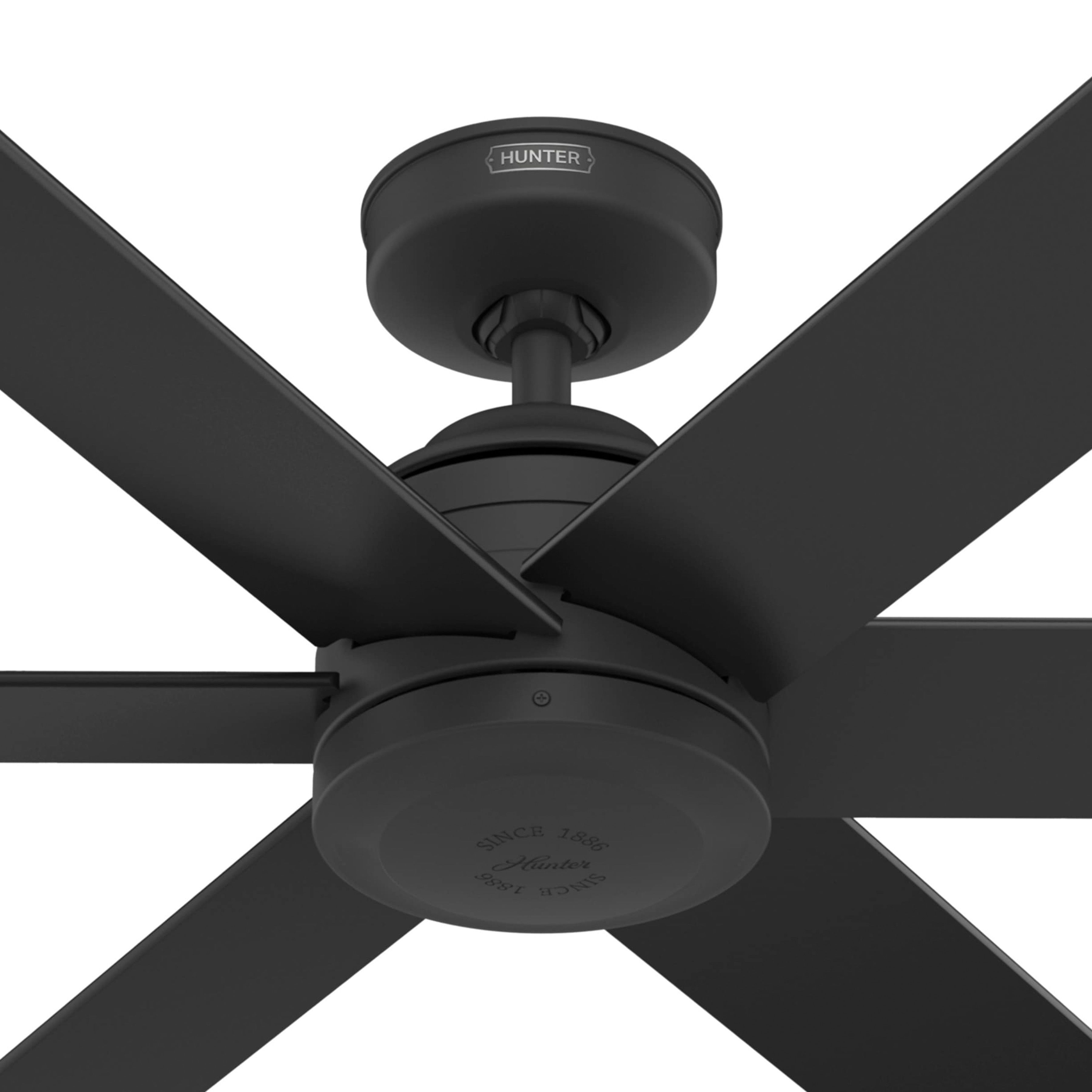 Hunter Fan 52 inch Indoor/Outdoor Matte Black Ceiling Fan with Light and Remote Control for Bedroom, Living Room, Office, Dining Room, Kitchen, Patio (Certified Refurbished)