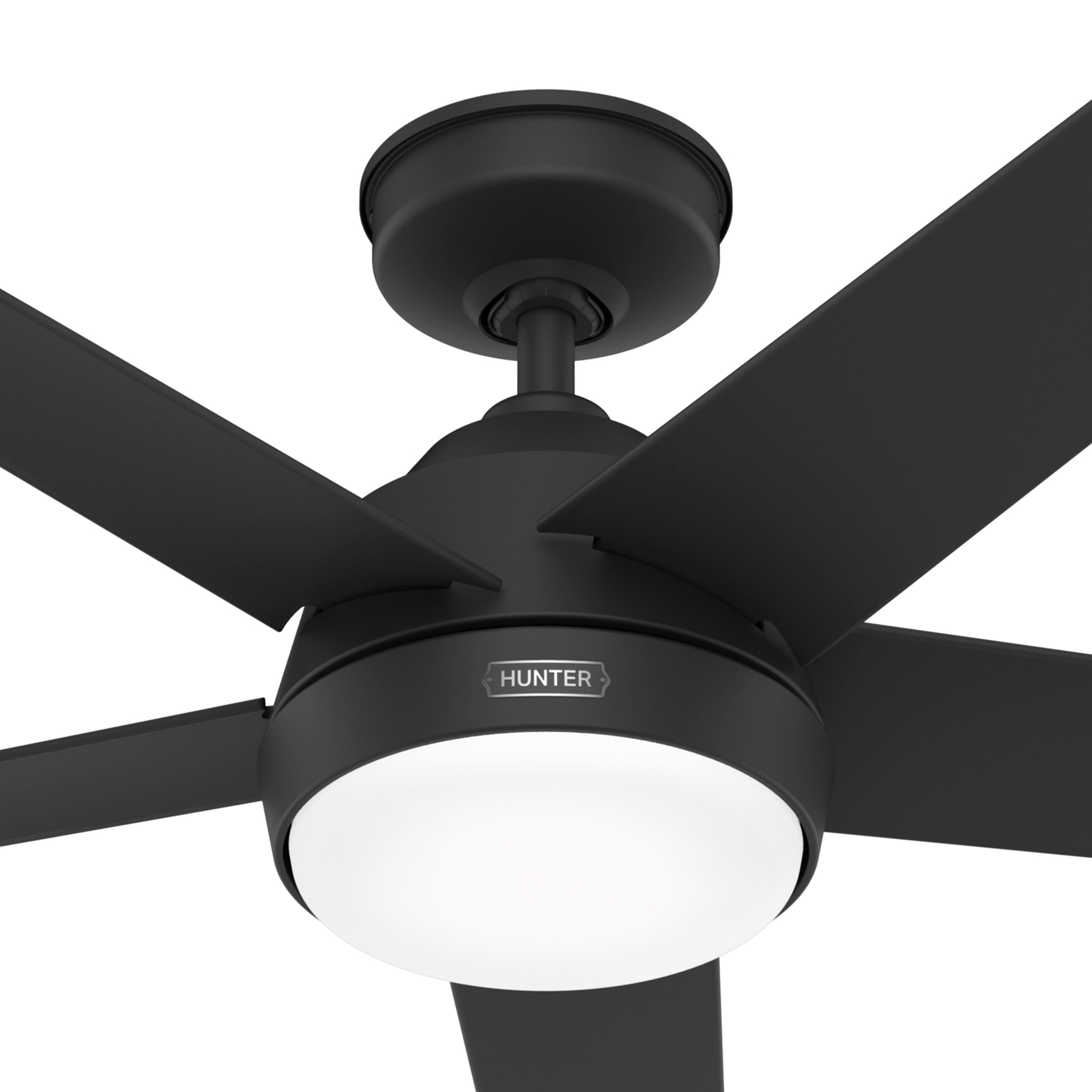 Hunter Fan 52 inch Matte Black Indoor / Outdoor Ceiling Fan with Light for Bedroom, Living Room, Office, Basement, Kitchen, Patio (Certified Refurbished)