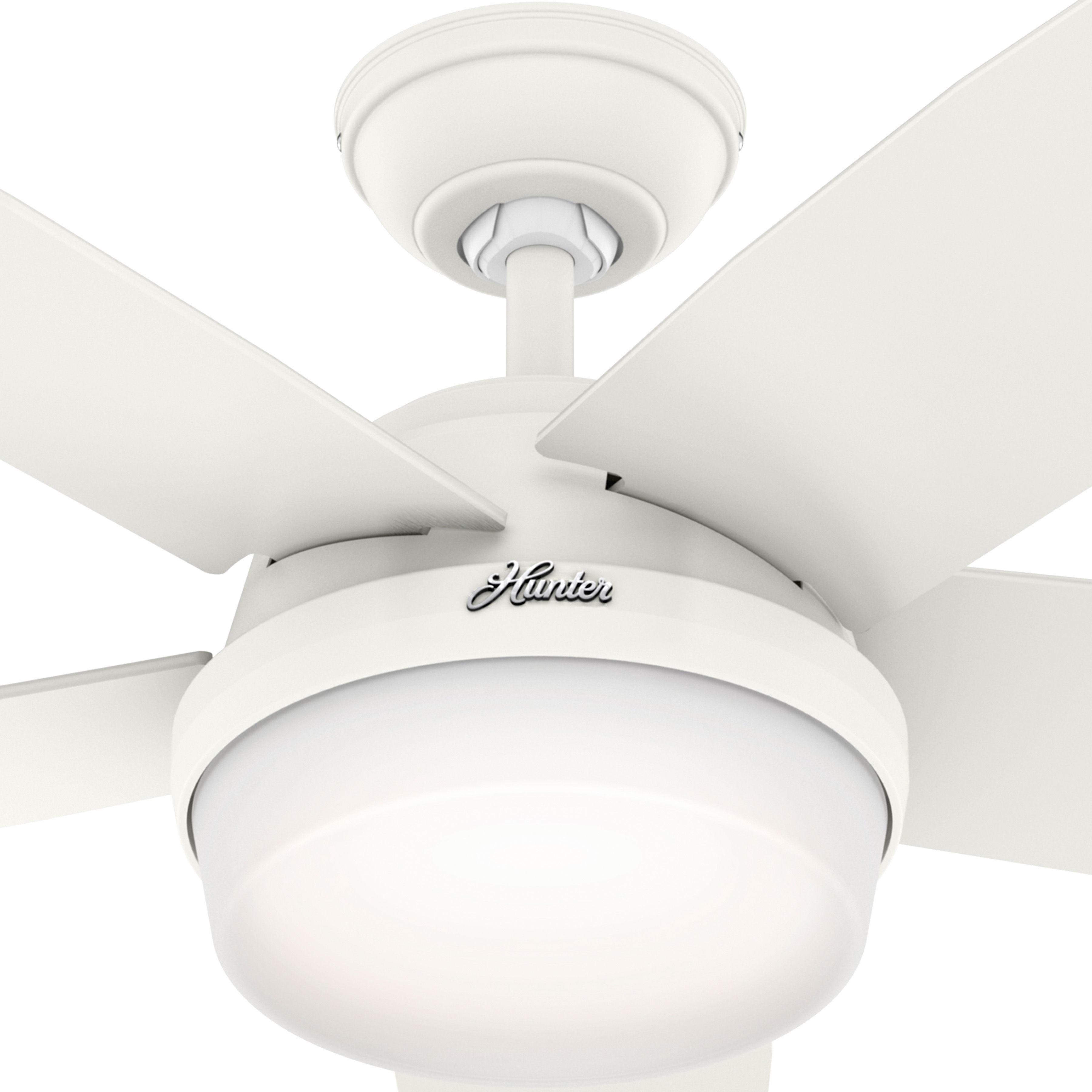 Hunter Fan 52 inch White Indoor Ceiling Fan with Light Kit and Handheld Remote for Bedroom, Living Room/Family Room, Dining Room, Kitchen, Office (Certified Refurbished) 
